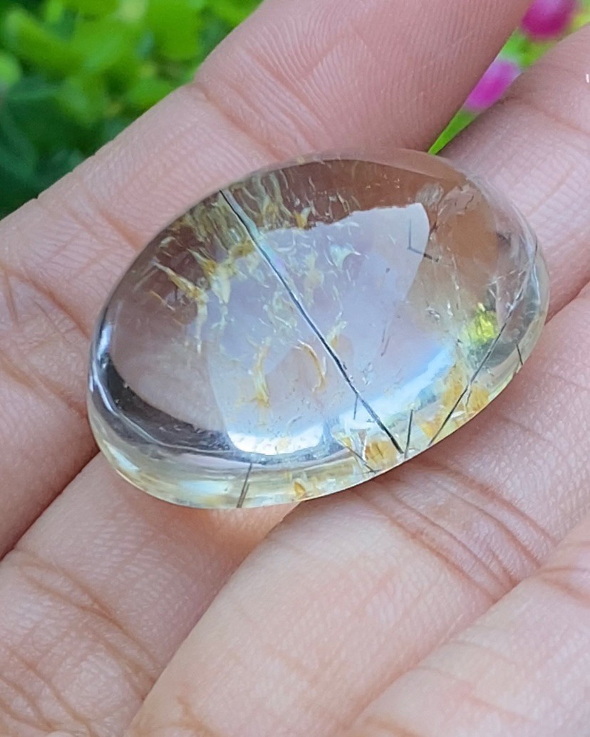 โป่งข่าม ควอตซ์ Rutilated Quartz 78.96 กะรัต Cts. พลอยแท้ อัญมณีมงคลประจําวันเกิด เครื่องประดับพลอย