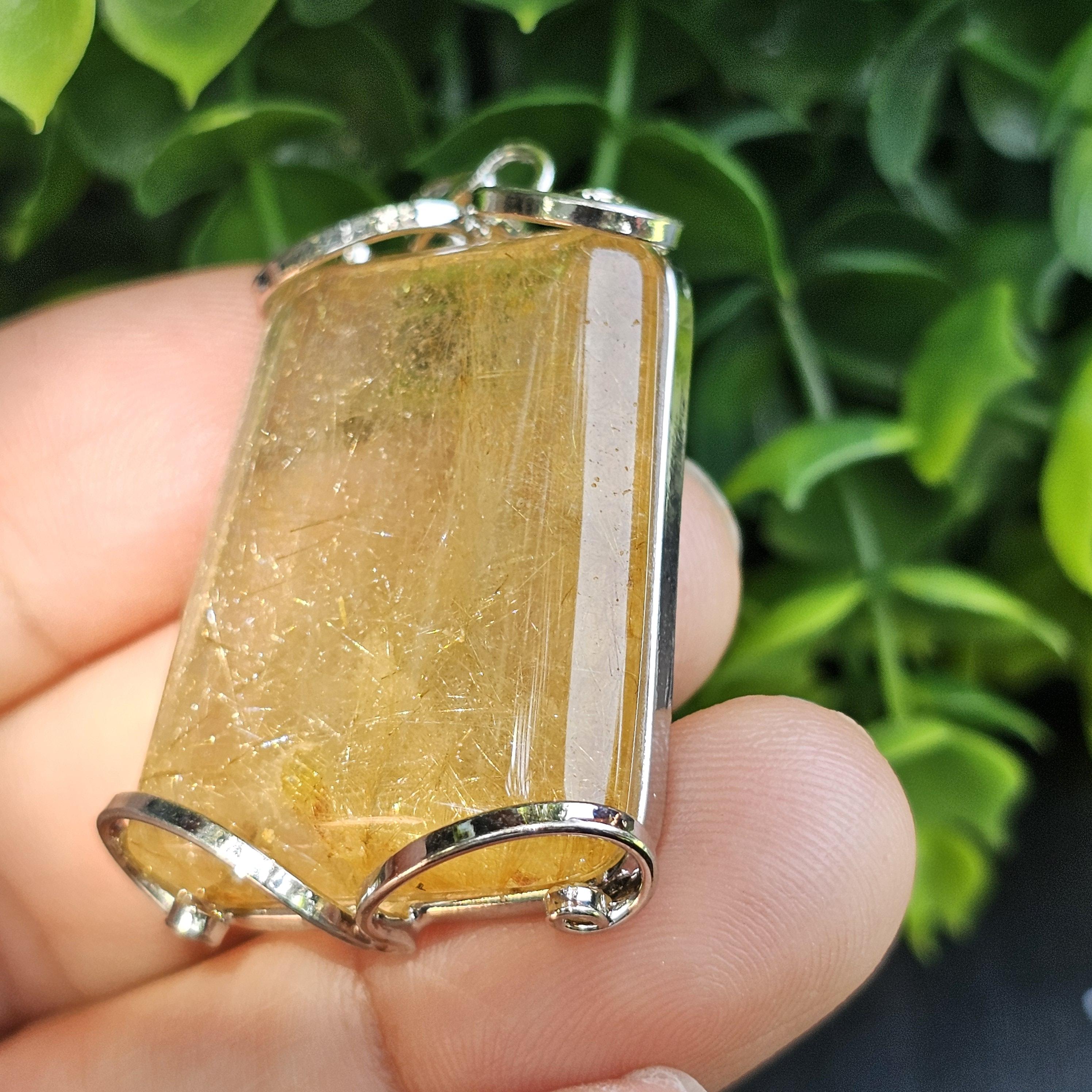 จี้ไหมทอง (Golden Rutilated Quartz) 16.34 กรัม g. พลอยแท้ อัญมณีมงคลประจําวันเกิด เครื่องประดับพลอย