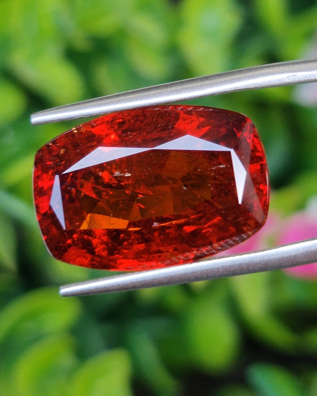 พลอย สเปสซาร์ไทต์ Spessartite Garnet 18.28 กะรัต Cts. พลอยแท้ อัญมณีมงคลประจําวันเกิด เครื่องประดับพลอย