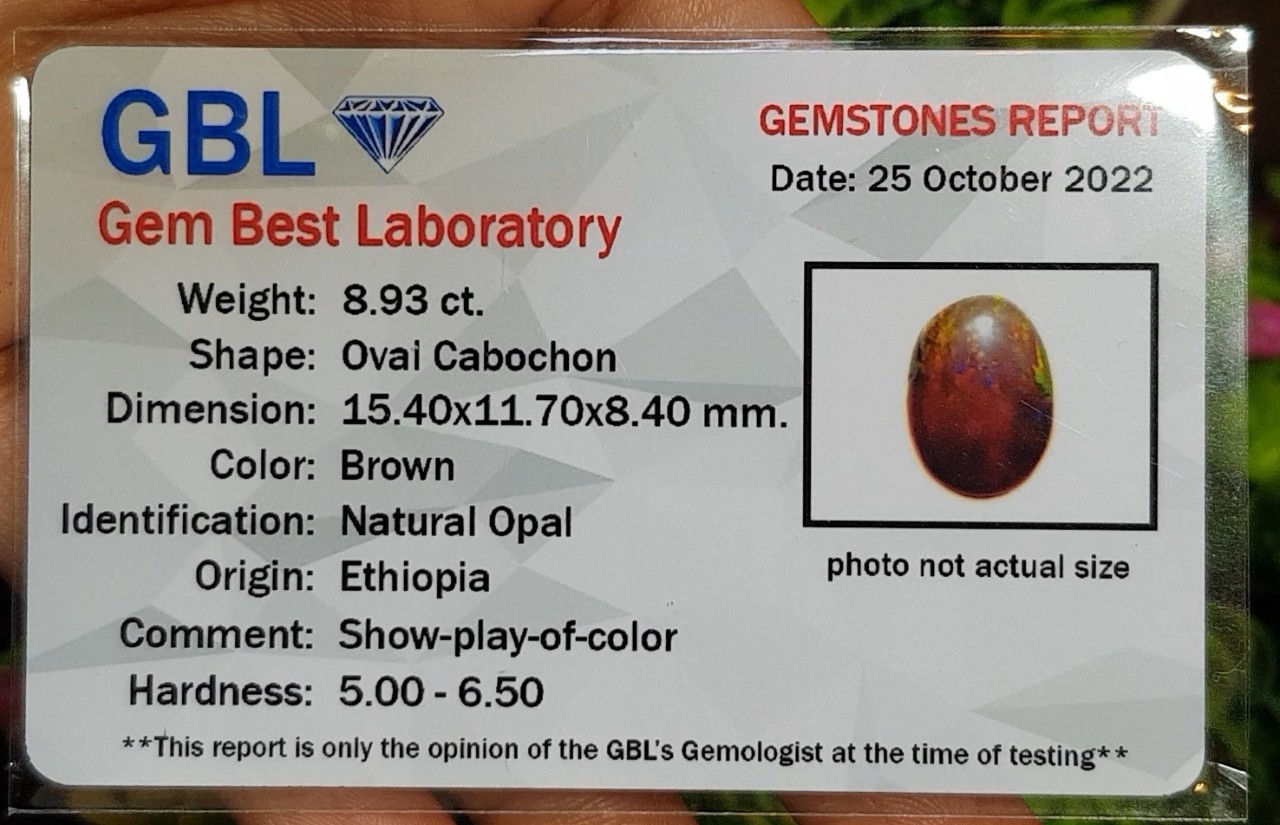 พลอย แบล็ก โอปอล Black Opal 8.93 กะรัต (Cts.) พร้อมใบเซอร์ พลอยแท้ อัญมณีมงคลประจําวันเกิด เครื่องประดับพลอย