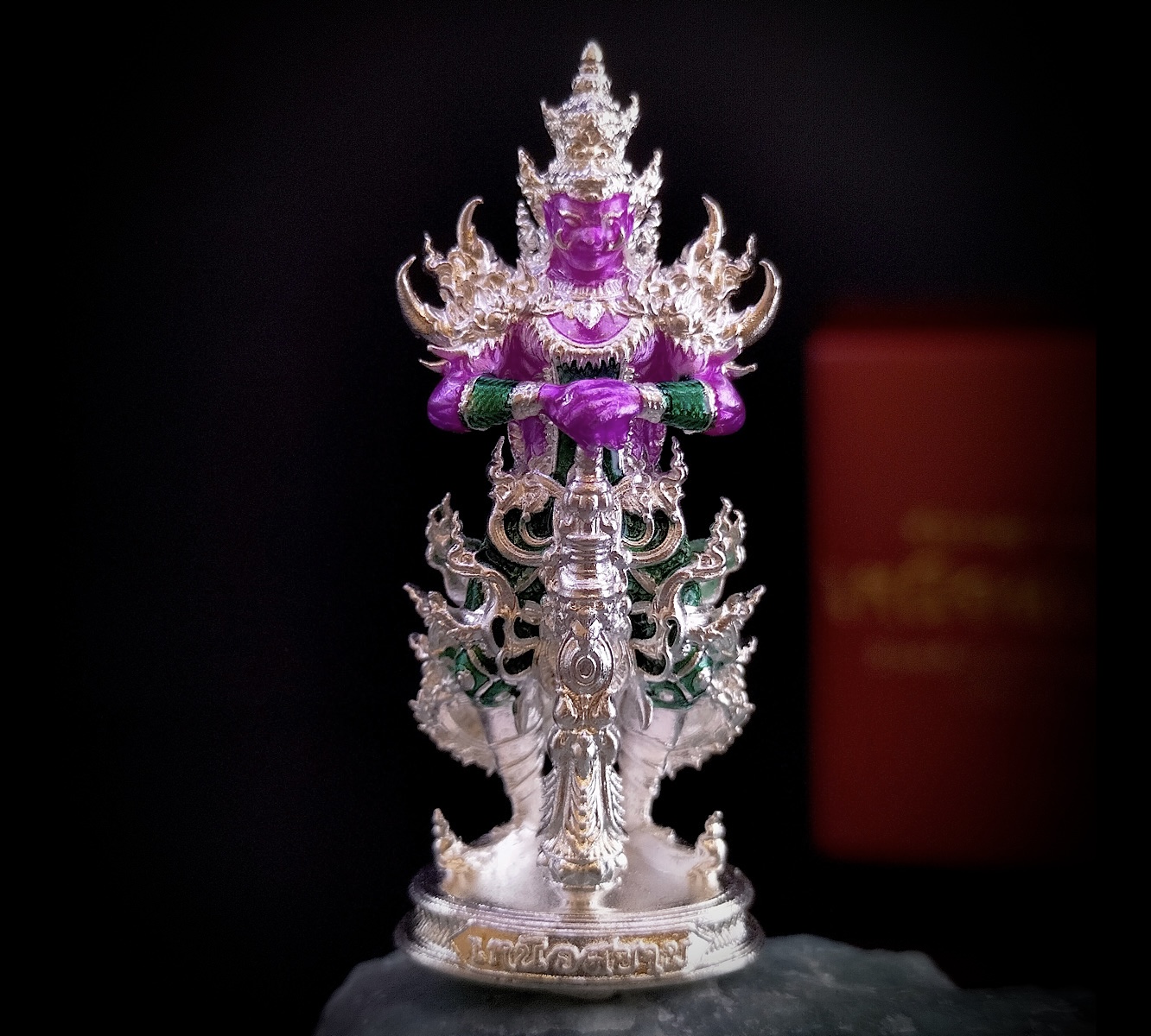 ท้าวเวสสุวรรณเหนือสยาม (หน้าเทพ) รหัส 6.16 เนื้อบรอนซ์ชุบเงินลงยา