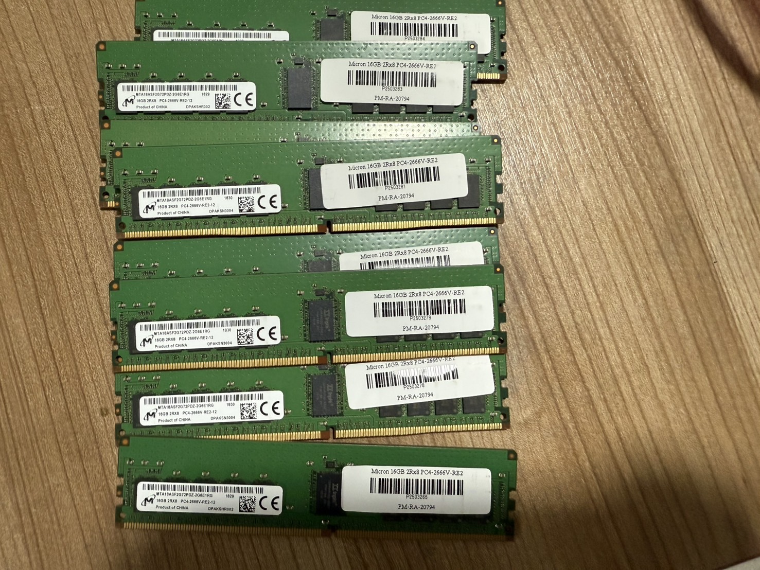 Ram Server Micron 16GB 2Rx8 PC4-2666V-RE2 มี 30 ตัว