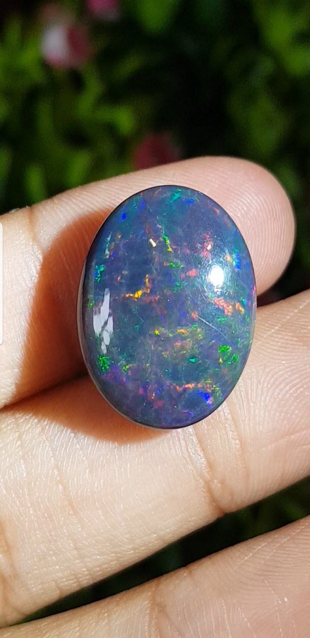 พลอย แบล็ก โอปอล Black Opal 13.73 กะรัต (Cts.) พลอยแท้ อัญมณีมงคลประจําวันเกิด เครื่องประดับพลอย