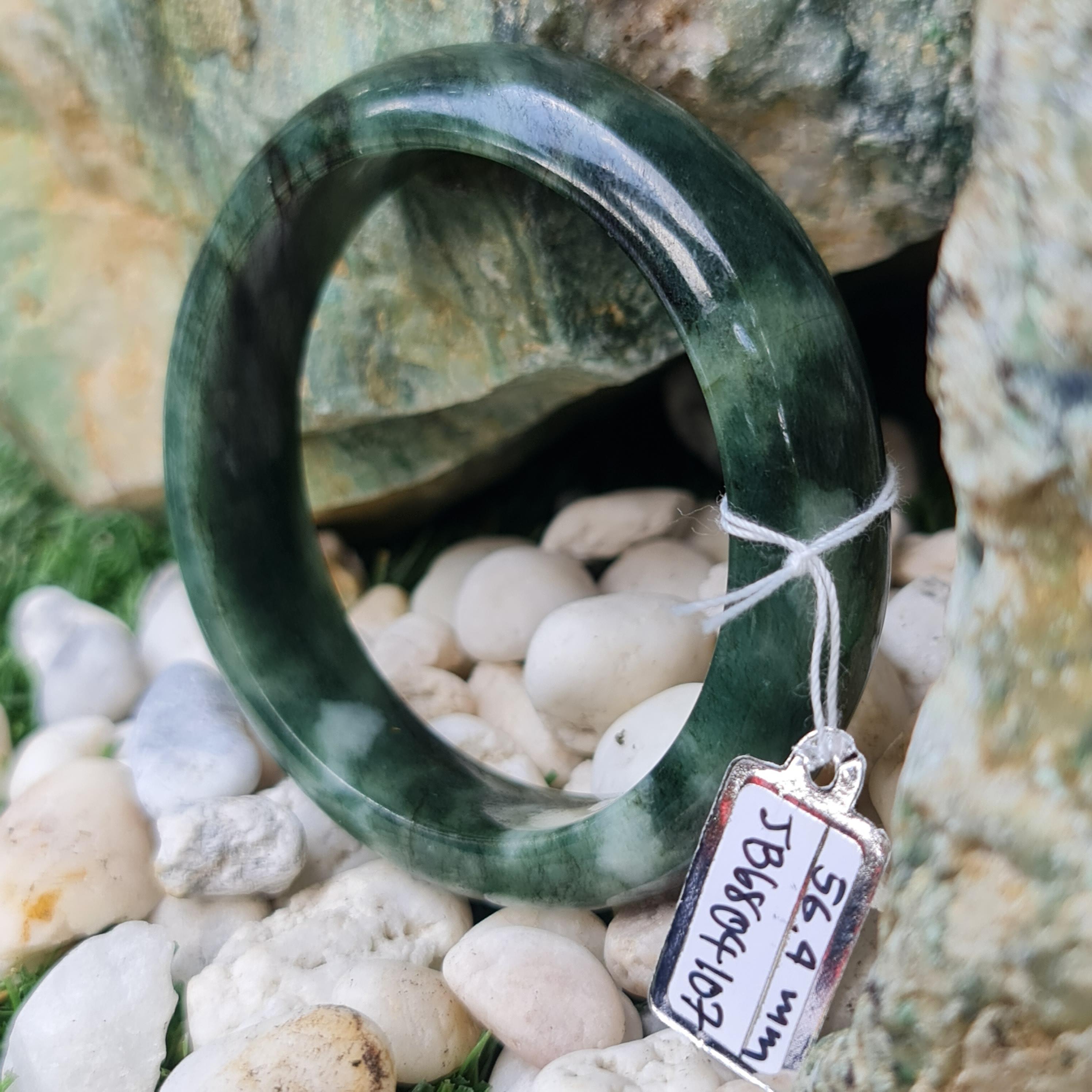 JB6804107 หยก พม่า แท้ Jade กำไลหยก 56.4 มม. (Jadeite bracelet) พม่า (Myanmar)