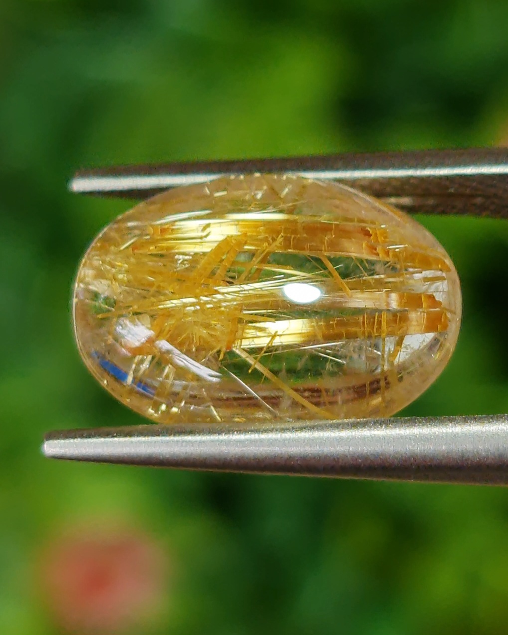 ไหมทอง ควอตซ์ Golden Rutilated Quartz 5.55 กะรัต Cts.พลอยแท้ อัญมณีมงคลประจําวันเกิด เครื่องประดับพลอย