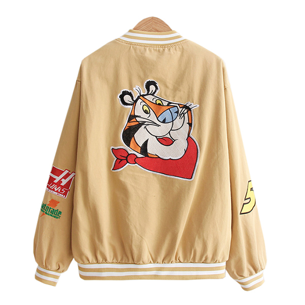 Bomber Jacket เสื้อแจ็คเก็ตกันลมกันหนาว แต่งปักลายการ์ตูนน่ารัก (12350LM)