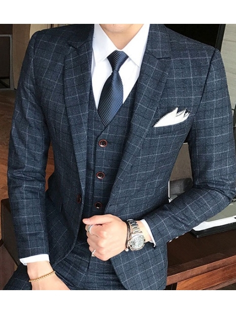 เช่า ชุดสูทชาย ลายตาราง ทรงเข้ารูป Slim-cut