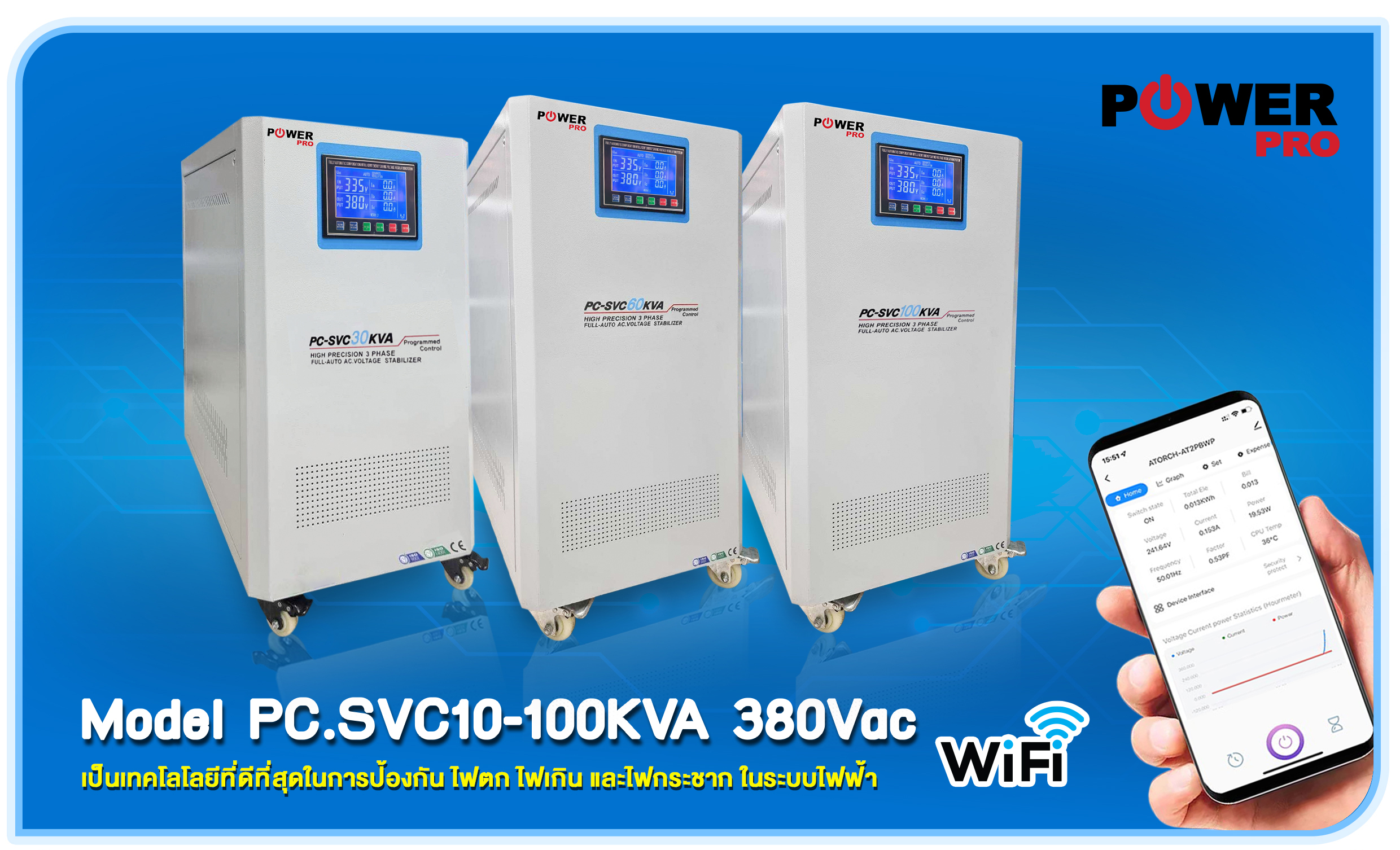 เครื่องปรับแรงดันไฟฟ้าอัตโนมัติ : SVC.10K 3P_Wifi