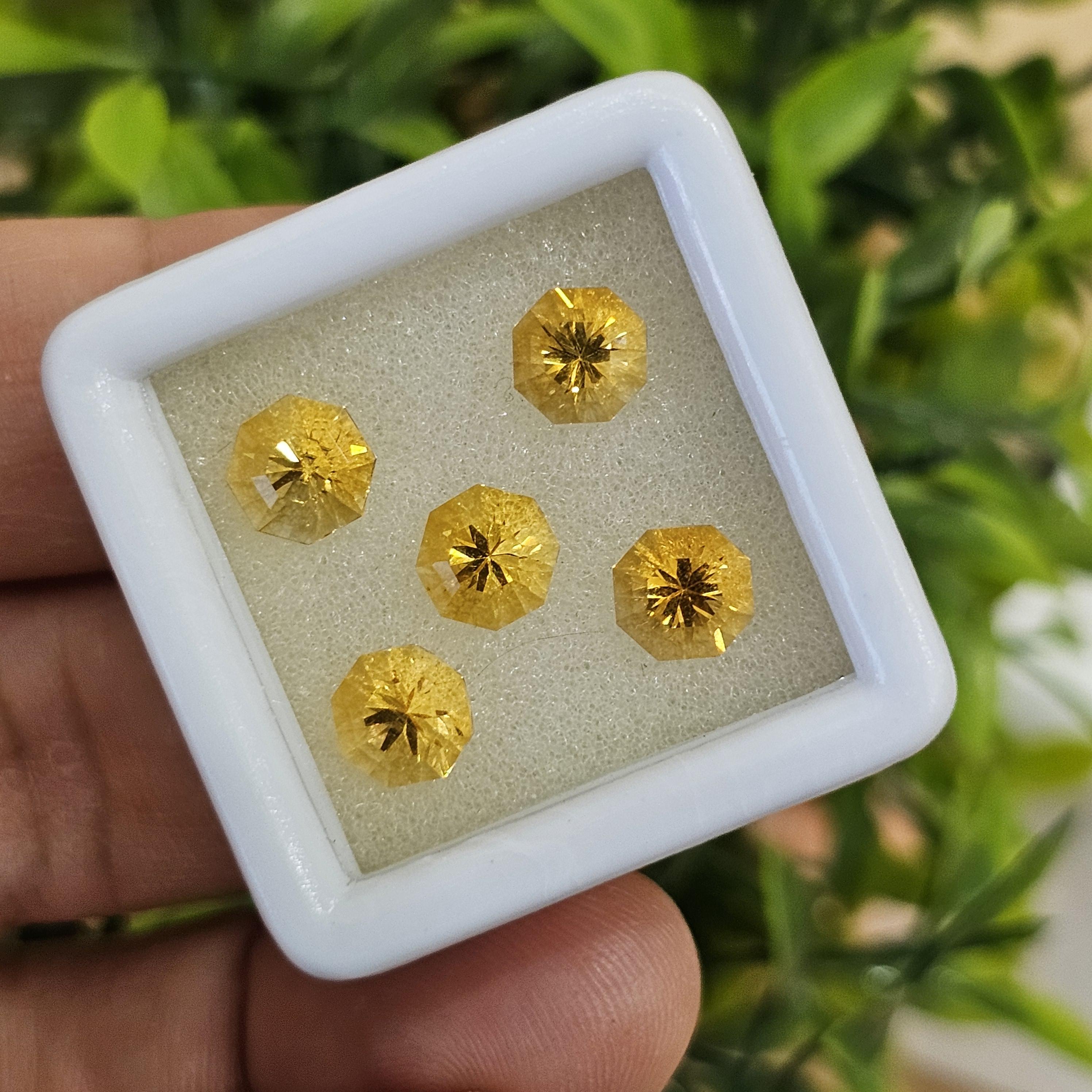 พลอย ซิทริน Citrine 4.50 กะรัต (Cts.) 5 เม็ด (Pcs.) พลอยแท้ อัญมณีมงคลประจําวันเกิด เครื่องประดับพลอย