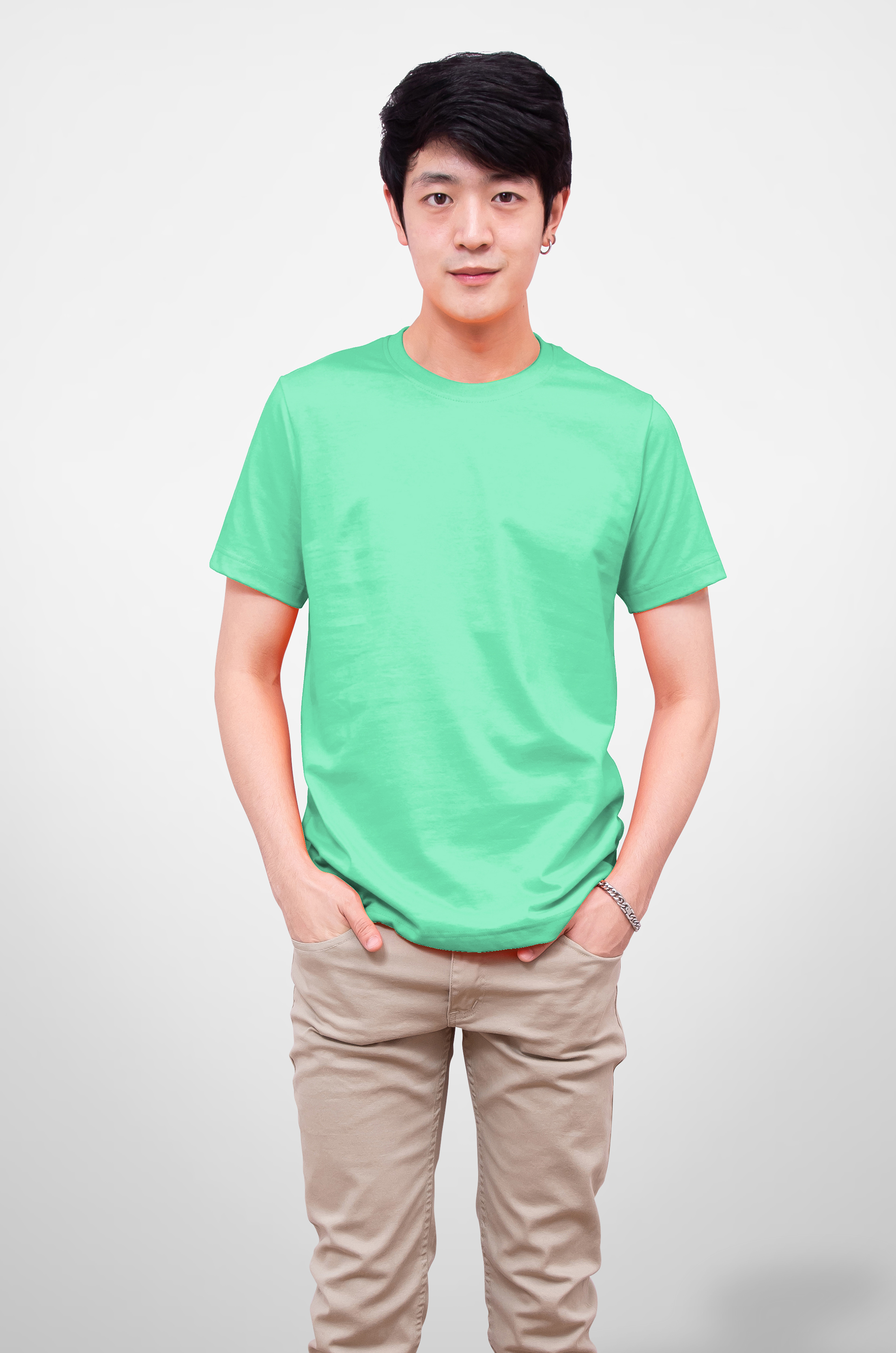 Noproblem Noproblem ยอดขาย No.1 รับประกัน ไม่ย้วย ไม่ยืด ผ้านุ่ม เสื้อยืด สีพื้น เสื้อยืดคอกลม สีเขียวมิ้นท์