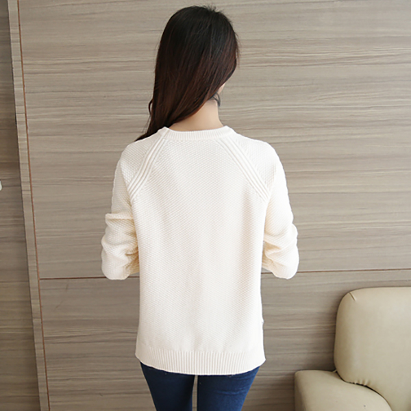 เสื้อสเวตเตอร์ไหมพรม แขนยาว ผ้านิ่มถักลาย (12085B)