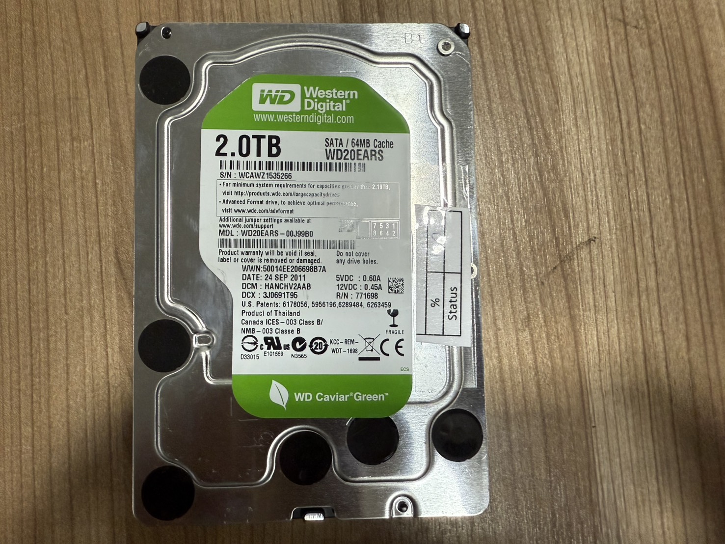 HDD WD Green 2TB SATA 3.5 6Gbps 7200RPM"