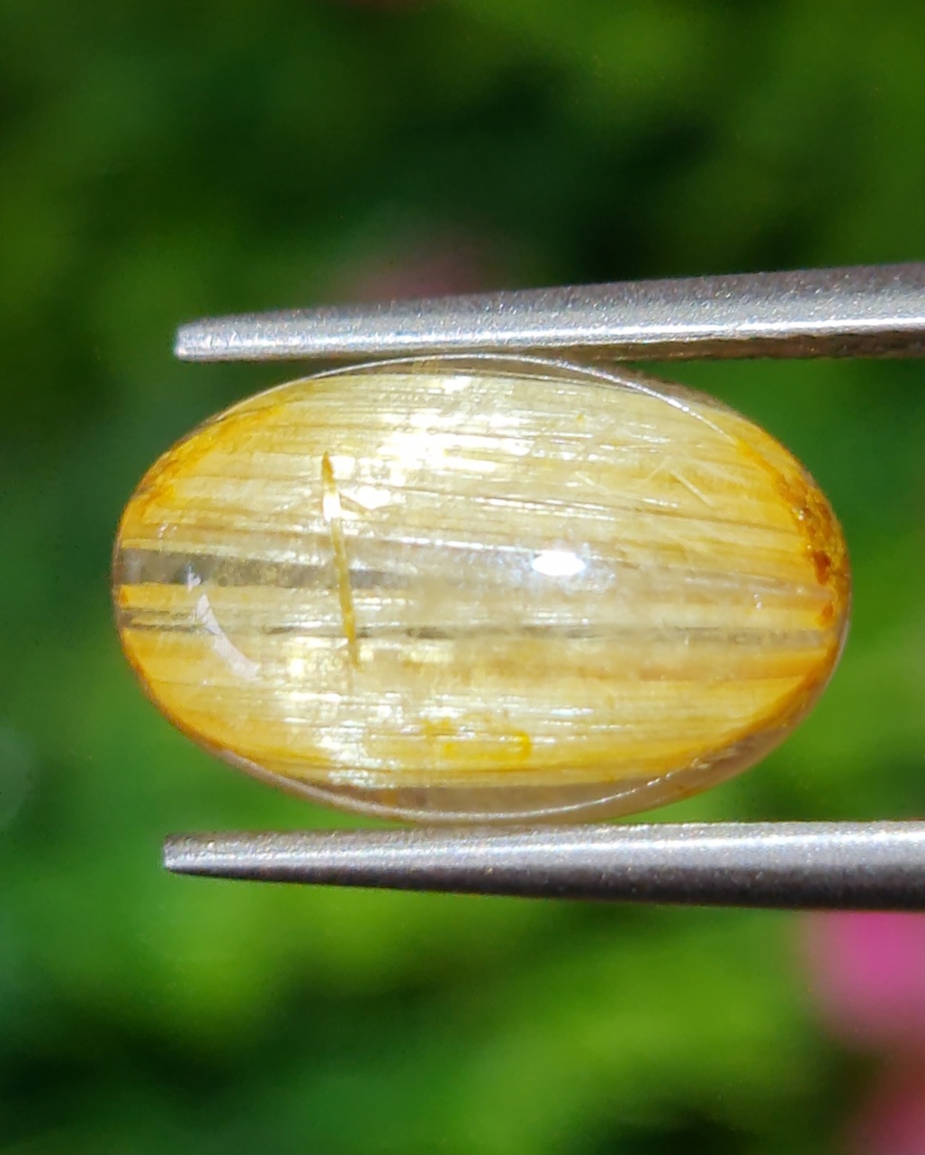 ตาแมว ไหมทอง ควอตซ์ Cat eye Golden Rutilated Quartz 5.18 กะรัต Cts.พลอยแท้ อัญมณีมงคลประจําวันเกิด เครื่องประดับพลอย