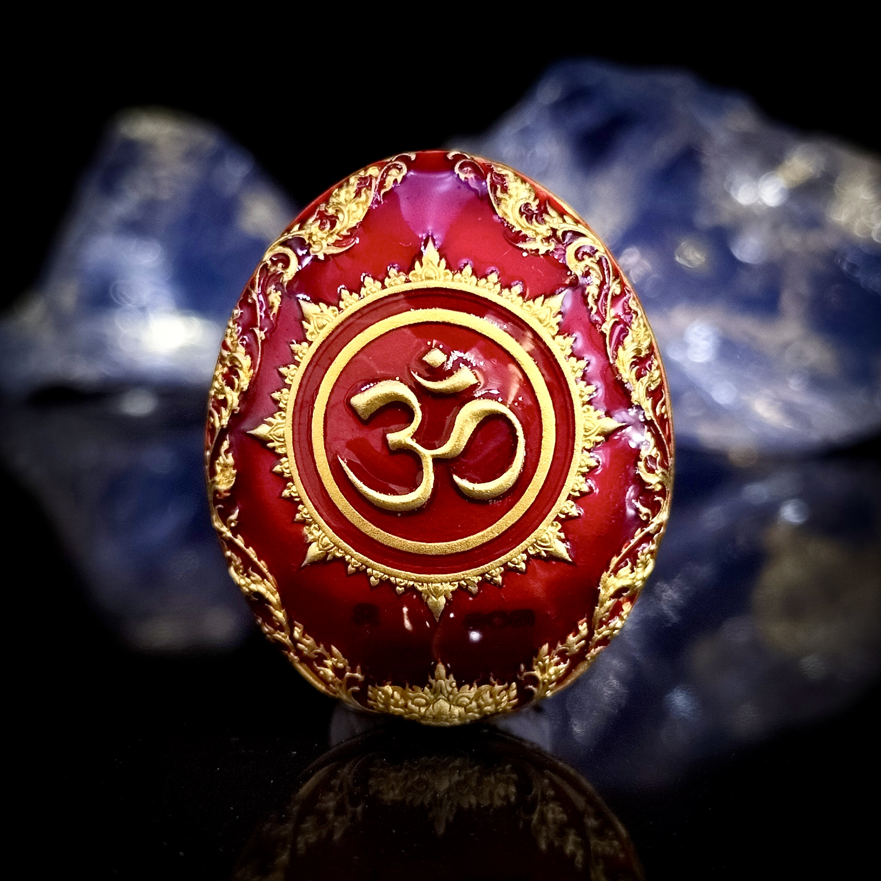 พระพิฆเนศ รุ่น คณปติ คเณศแห่งความสำเร็จ รหัส6.1 เนื้อบรอนซ์นอกชุบทอง ลงยา2หน้า