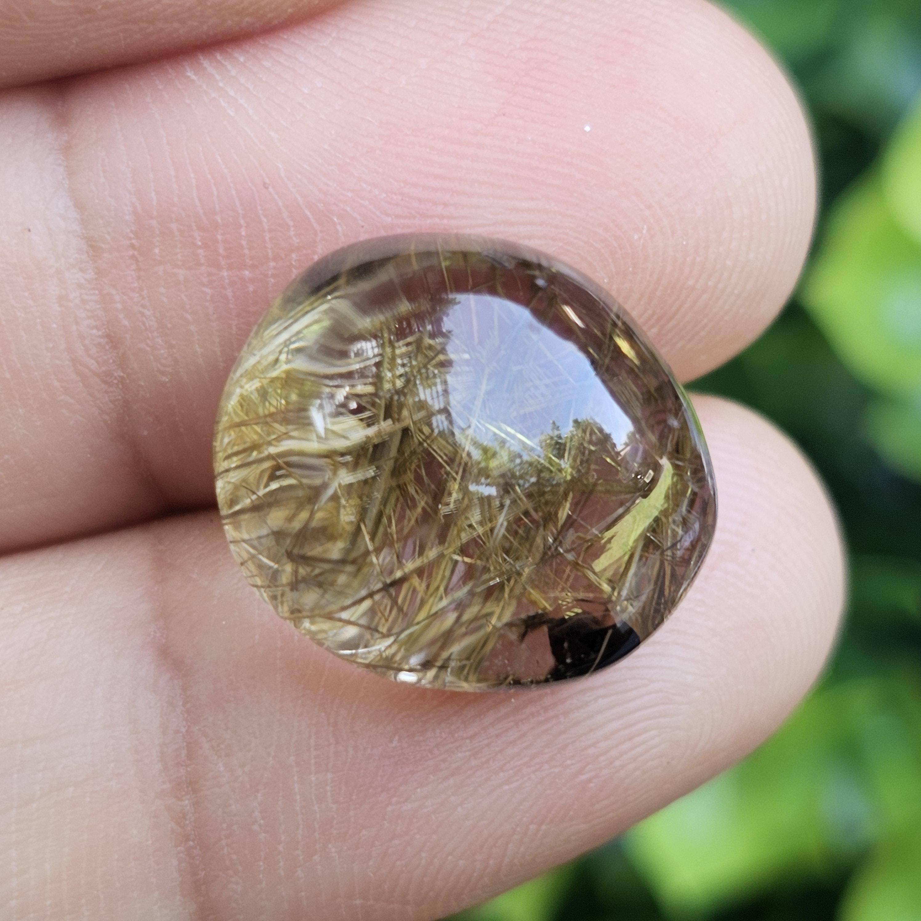 ไหมทอง ควอตซ์ Golden Rutilated Quartz 16.47 กะรัต Cts.พลอยแท้ อัญมณีมงคลประจําวันเกิด เครื่องประดับพลอย