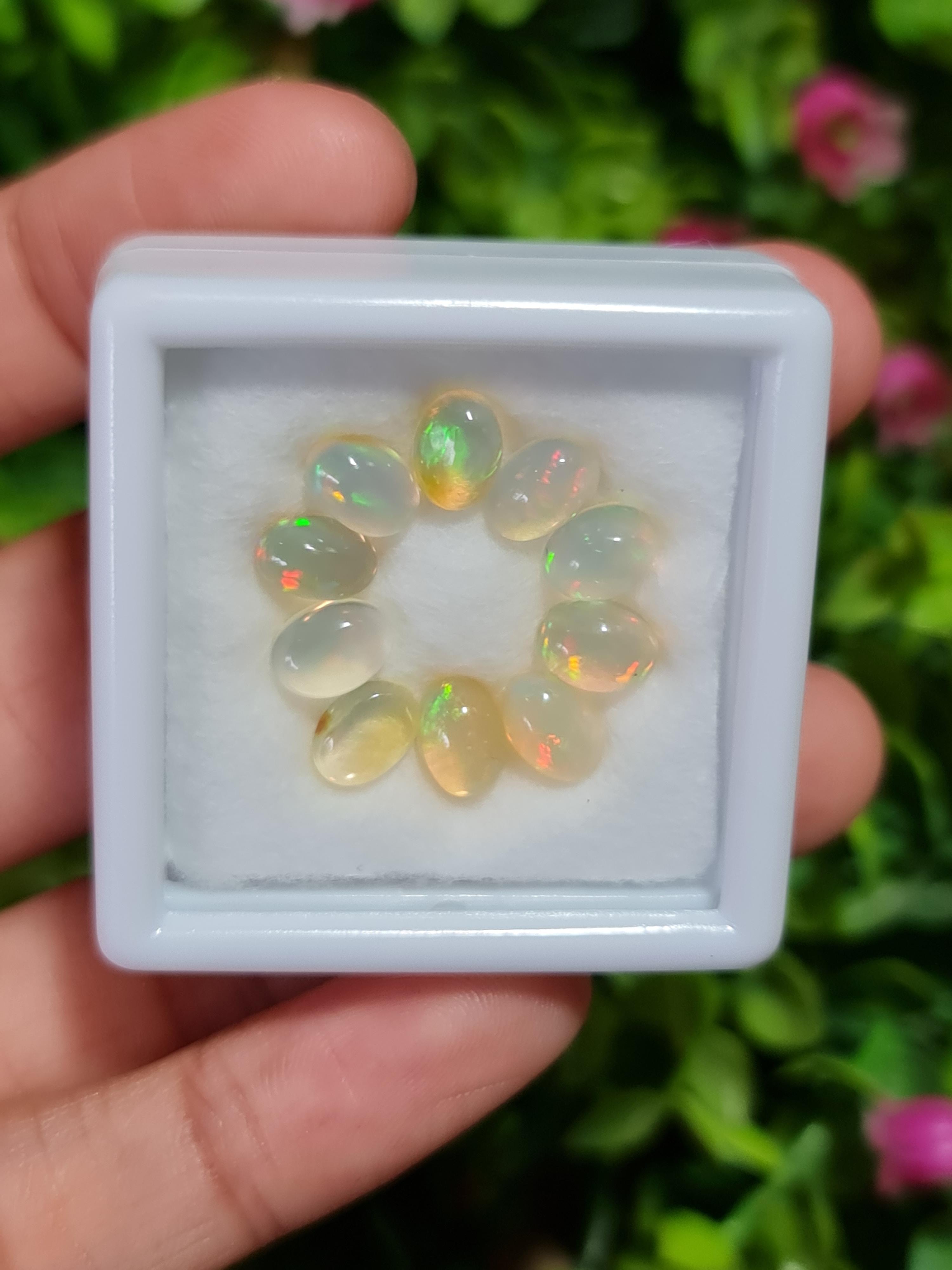 พลอย โอปอล Opal 6.58 กะรัต (Cts.) 10 เม็ด (Pcs.) พลอยแท้ อัญมณีมงคลประจําวันเกิด เครื่องประดับพลอย