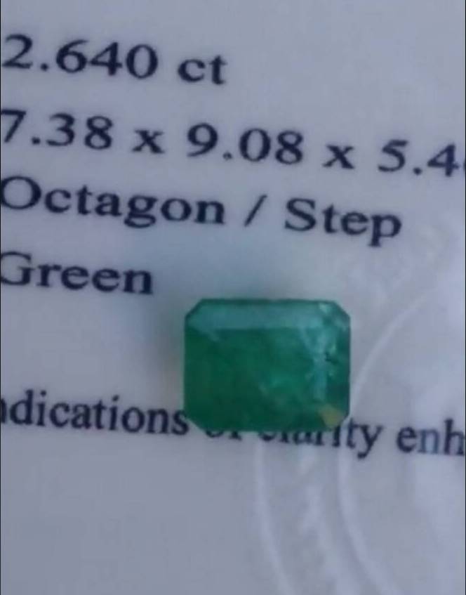 พลอย มรกต Natural Emerald 祖母绿 แซมเบีย 2.64 กะรัต (Cts.克拉) พร้อมใบ Certified