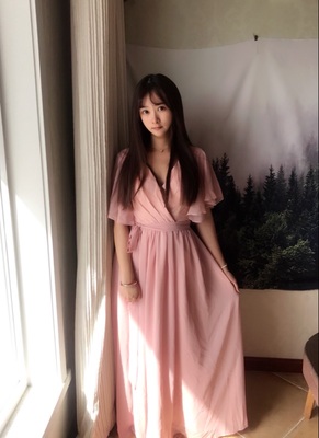 Pre-order ชุดเพื่อนเจ้าสาว สีชมพู Nude ผ้าชีฟอง เชือกผูกหลัง มีหลายแบบ