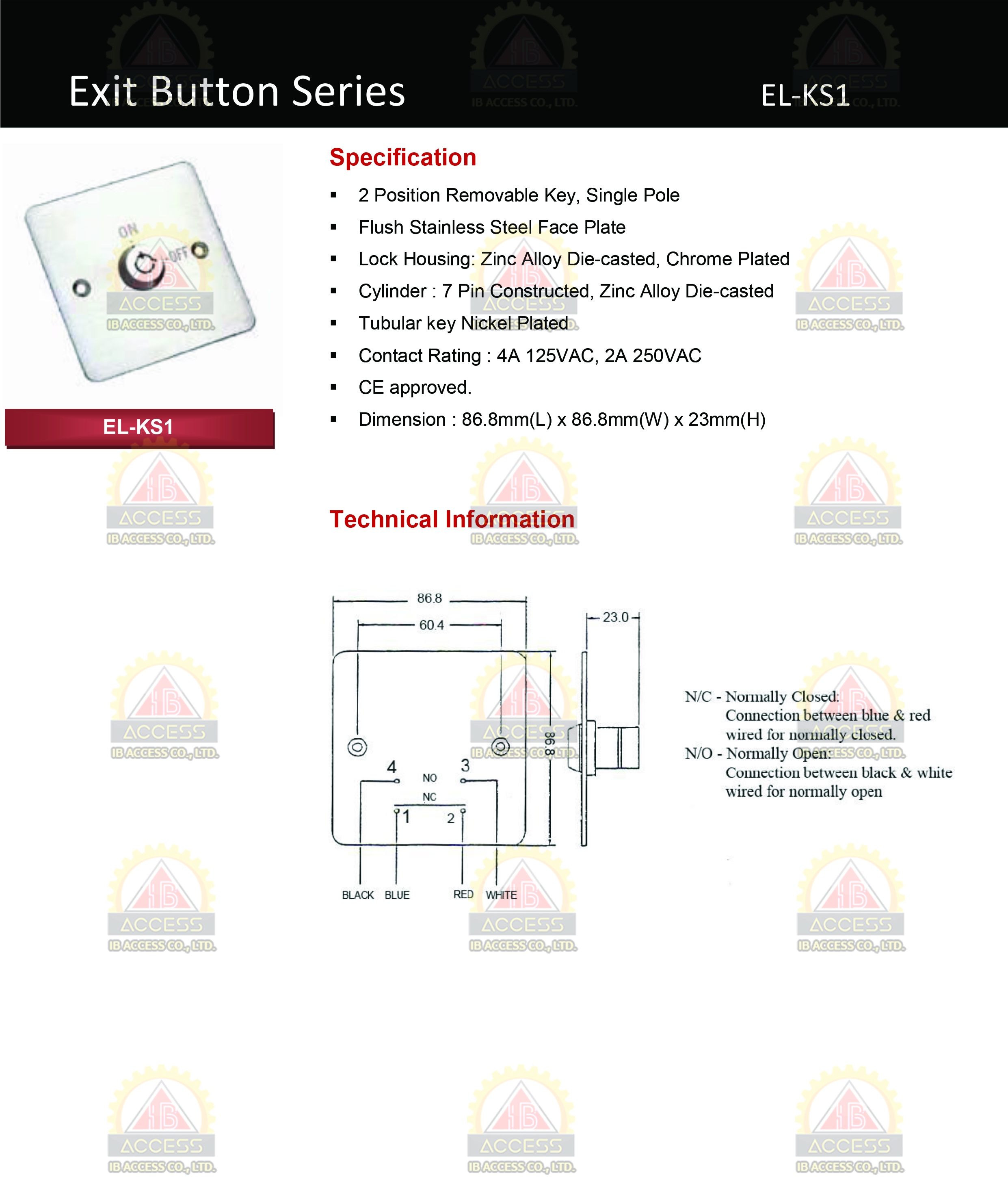 Key Switch ยี่ห้อ elock รุ่น EL-KS1