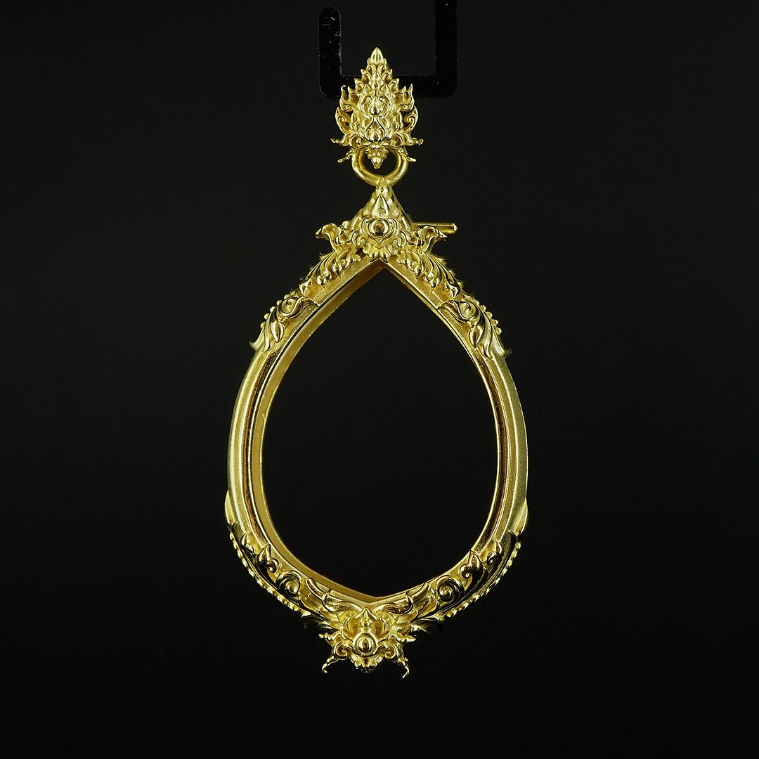 (แบบที่21.3) กรอบเนื้อบรอนซ์ชุบทอง สำหรับองค์พระขนาด ความสูง 2.8 เซนติเมตร ความกว้าง 2 เซนติเมตร