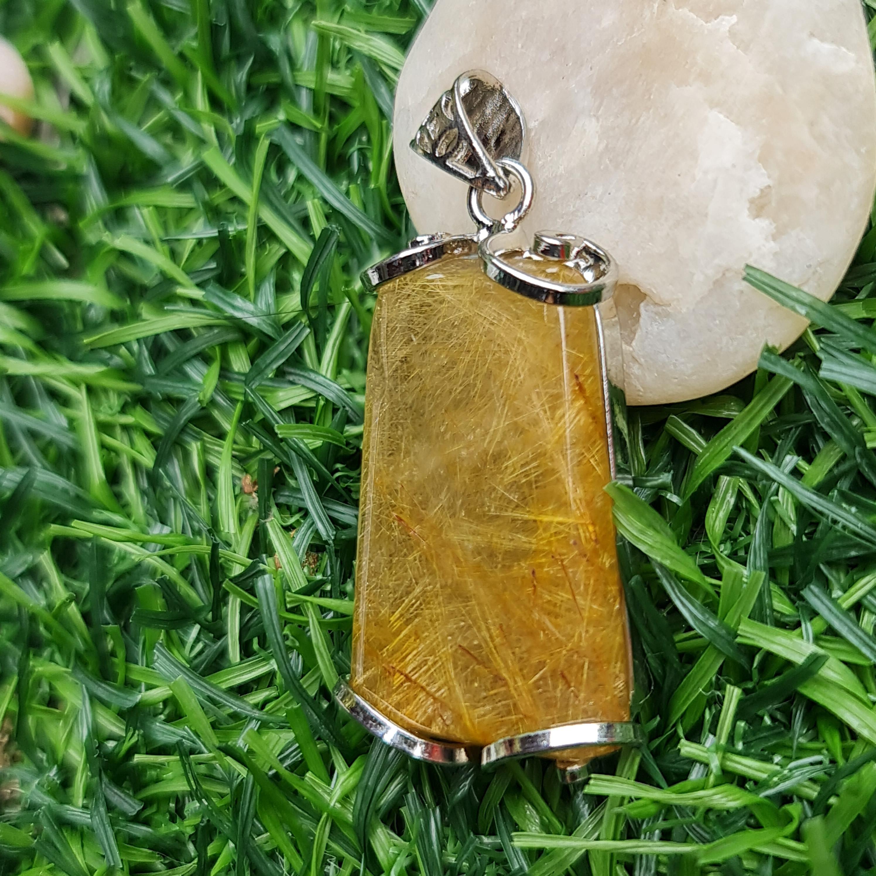 จี้ไหมทอง (Golden Rutilated Quartz) 52.20 กรัม g.พลอยแท้ อัญมณีมงคลประจําวันเกิด เครื่องประดับพลอย