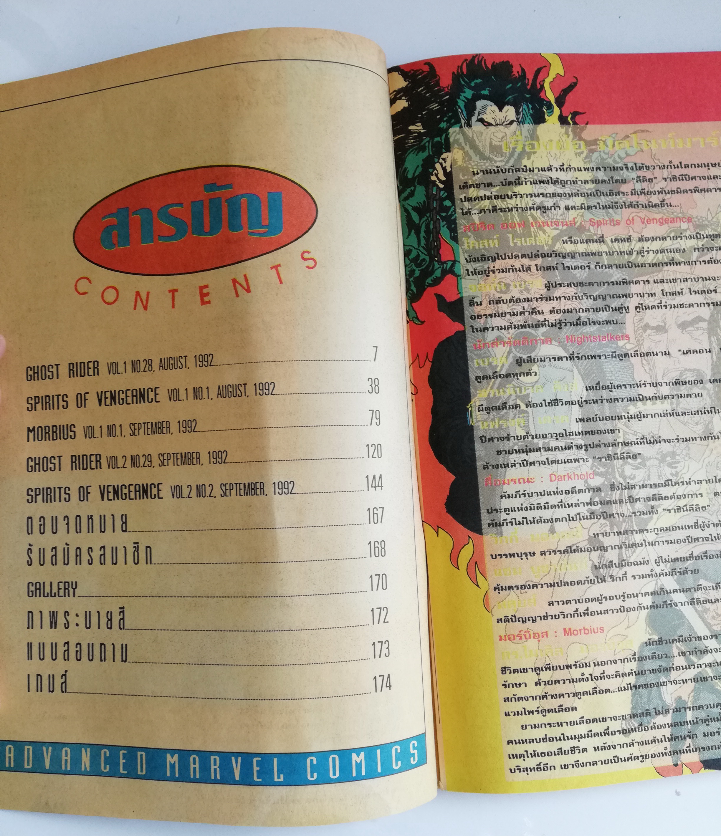 นิตยสารแนวการ์ตูนเก่า Marvel comics, ,มิดไนท์ มาร์เวล ฉบับที่1 -GHOST RIDER -SPIRIT OF VERGEANCE -MORBIUS