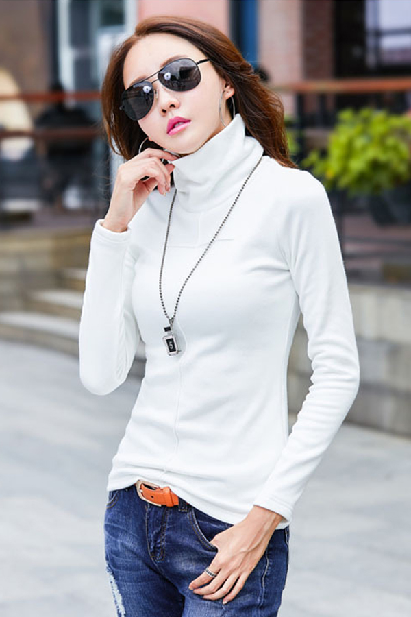 เสื้อคอเต่าแขนยาว ผ้าคอตตอนซับกำมะหยี่กันหนาว (12292X)