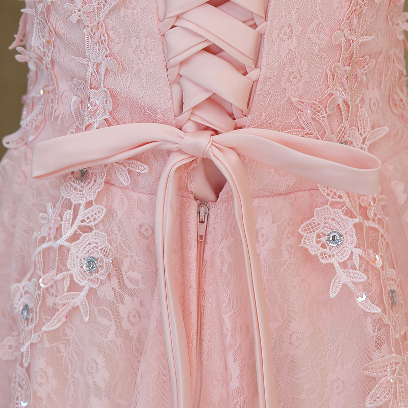 Pre-order ชุดราตรียาว แขนกุด ปักดิ้น แต่งลูกไม้ ปัดเลื่อม กระโปรงตาข่าย เชือกผูกหลัง