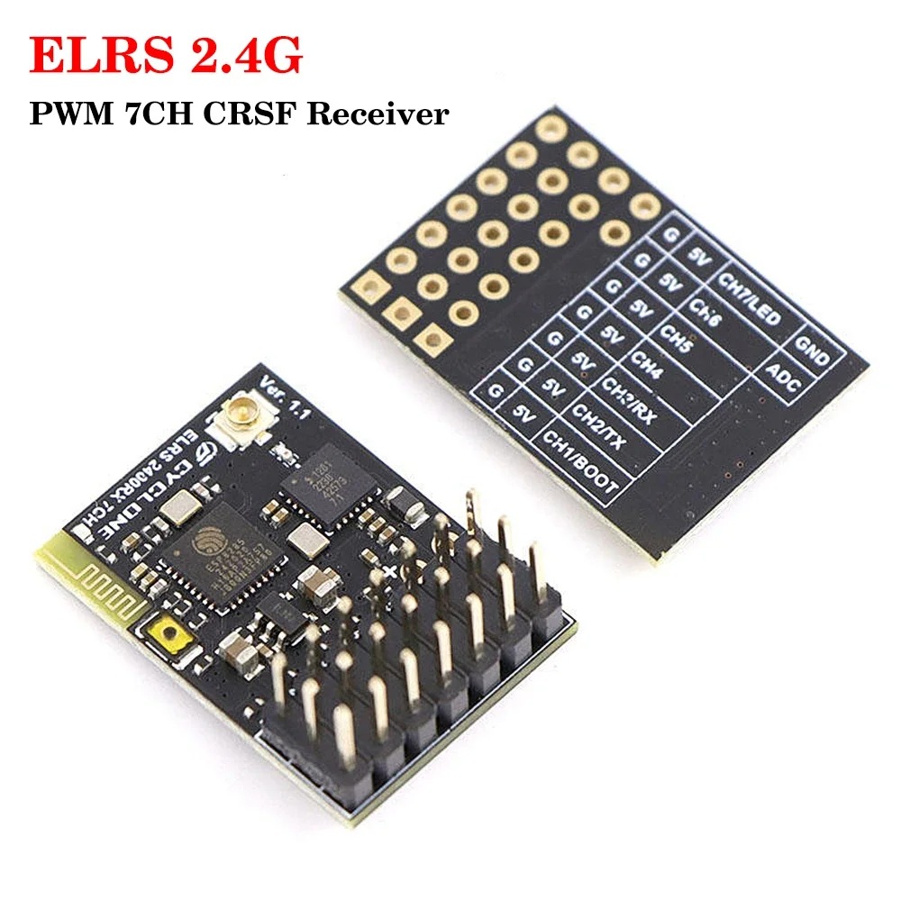 รีซีฟ ELRS แบบ PWM 7CH ต่อเซอร์โว สปีด ได้เลย ระบบ ExpressLRS 2.4GHz Mini Receiver PWM Output มีช่องวัดแบตลำแสดงบนรีโมท