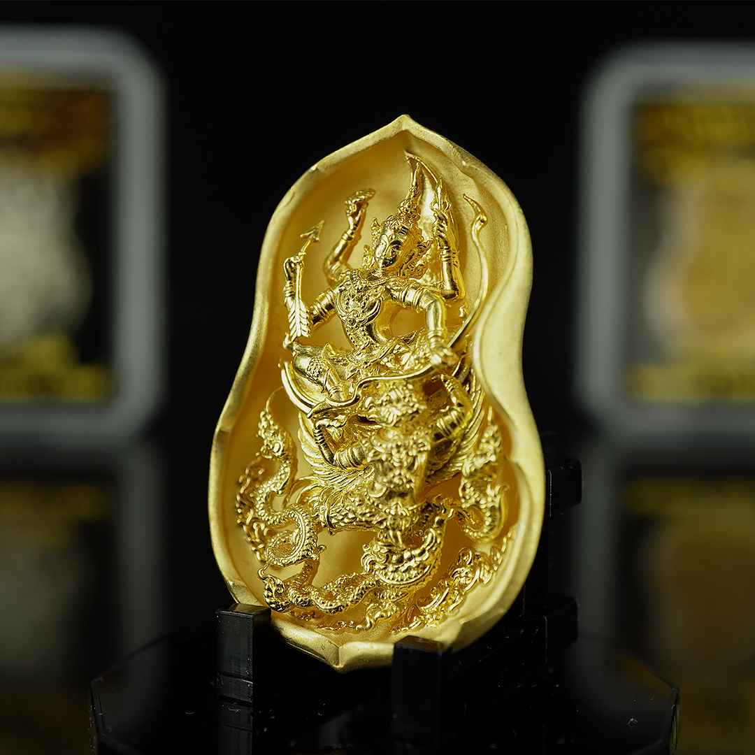 พระนารายณ์ทรงครุฑ รุ่นคลังเศรษฐี รายการที่ 3 เนื้อสัมฤทธิ์ชุบทอง