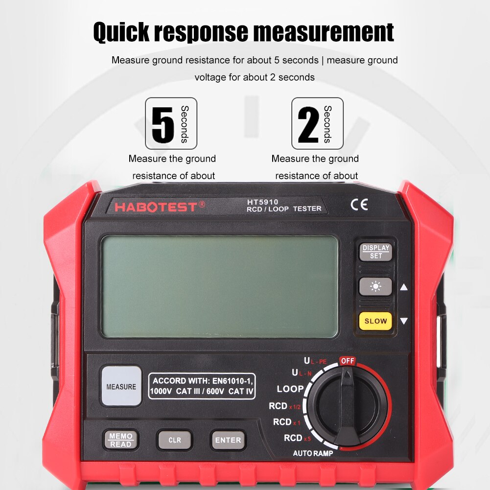 เครื่องทดสอบความต้านทานลูป Digital RCD ＆ LOOP Tester รุ่น HT5910