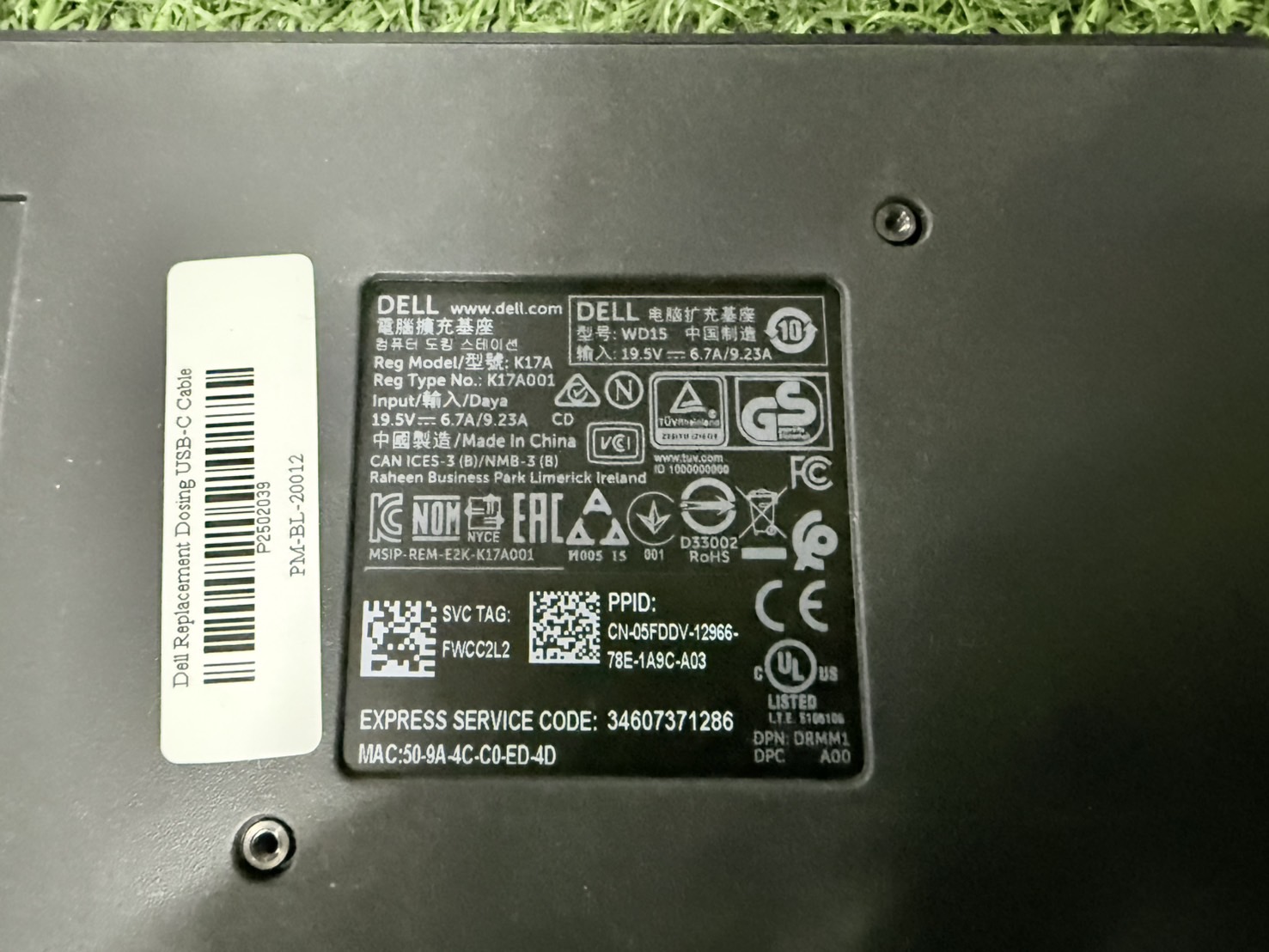 Dell WD15 Replacement Dosing USB-C Cable + Dell Laptop PSU 180 W 19.5V (0DW5G3)