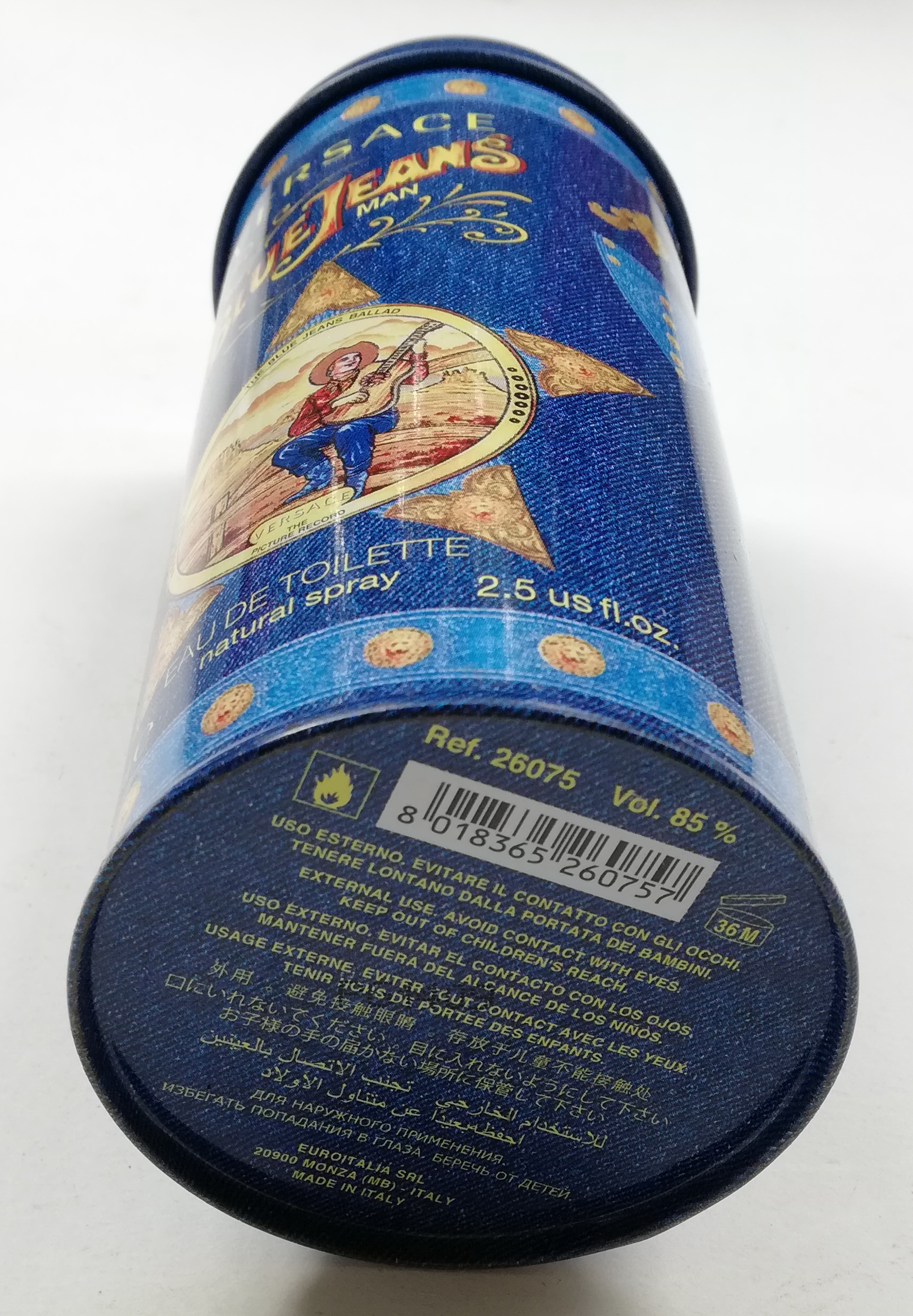 ของสะสม กล่องสังกะสี (กล่องโลหะ) กล่องน้ำหอม เวอซาเช่ บลูยีนส์แมน VERSACE BLUE JEANS MAN