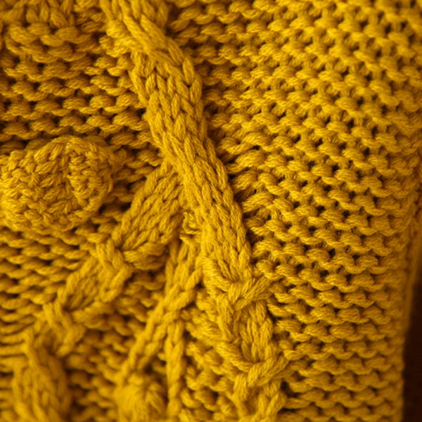 เสื้อคลุมกันหนาววินเทจ ไหมพรมหนานุ่มถักลายนูน (12065LM)