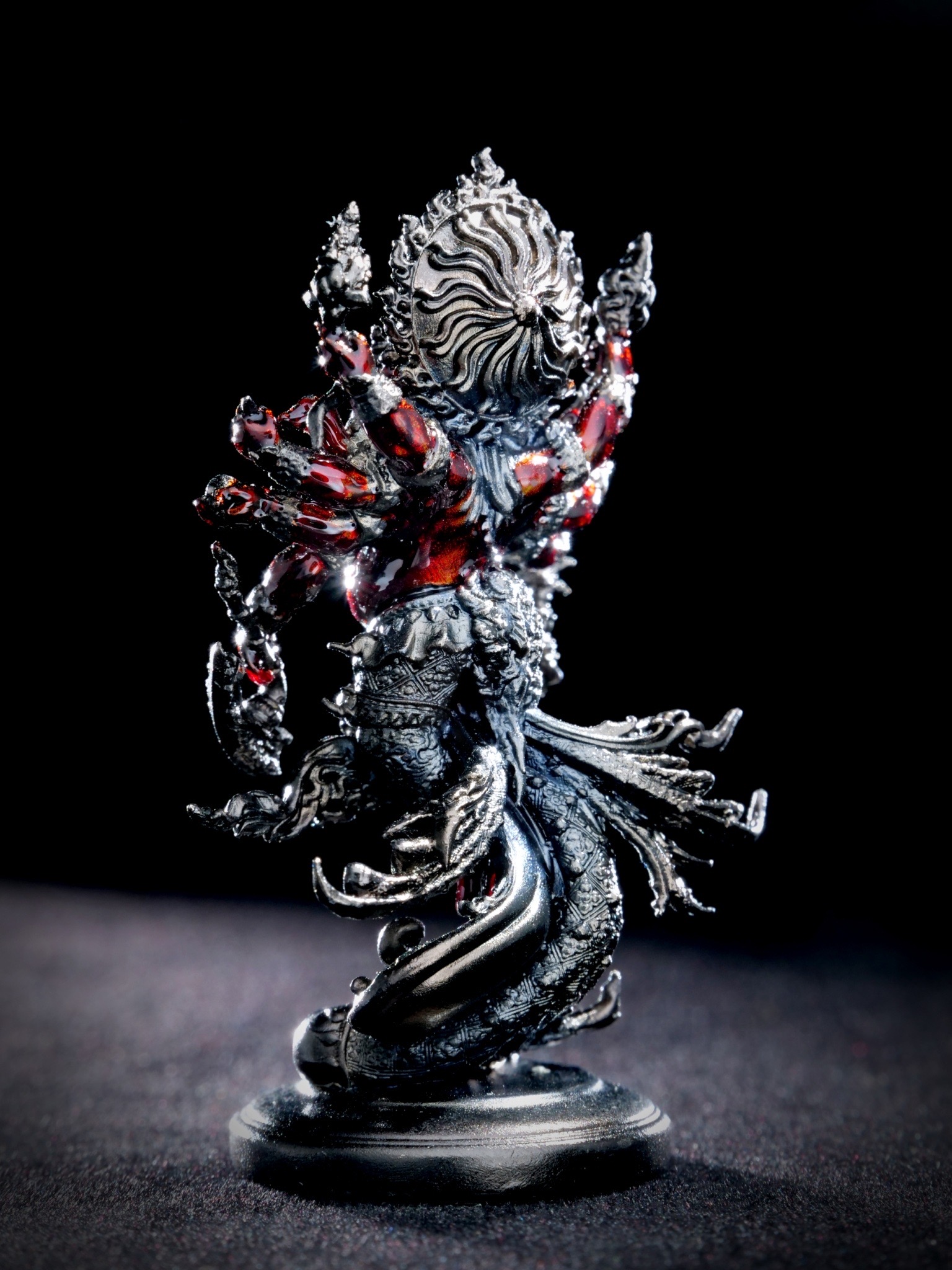 พระพิฆเนศสุริยะเทพ สุริยาบินายัค Surya Binayak รหัส7 เนื้อชนวนมหามวลสาร ชุบแบล็คกายแดง