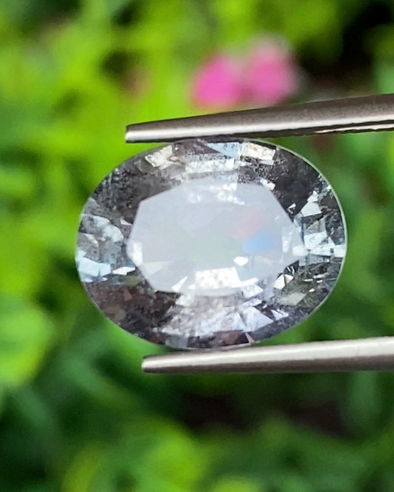 พลอย ซิวเวอร์ แซฟไฟร์ Silver Sapphire 7.02 กะรัต (Cts.) ดิบ Unheated พลอยแท้ อัญมณีมงคลประจําวันเกิด เครื่องประดับพลอย