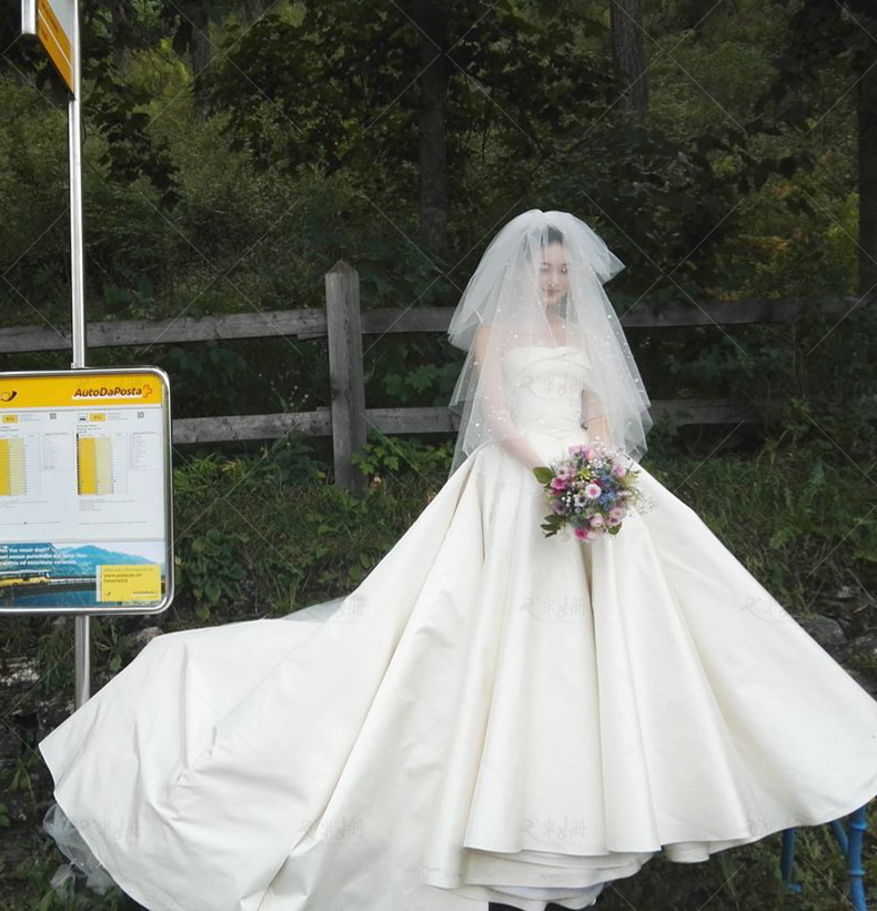 ชุดแต่งงาน เกาะอก หางยาว