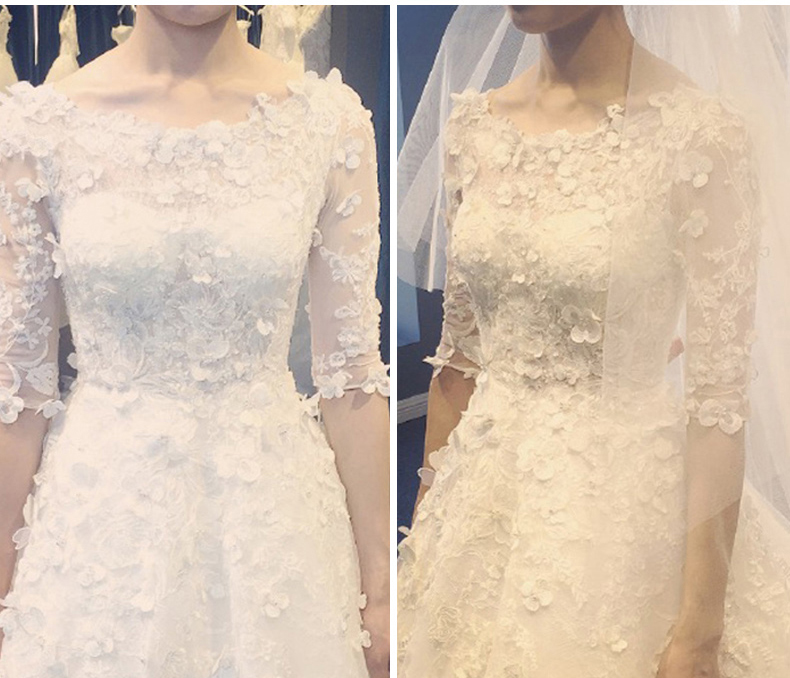 ชุดแต่งงาน แขนสี่ส่วน หางยาว