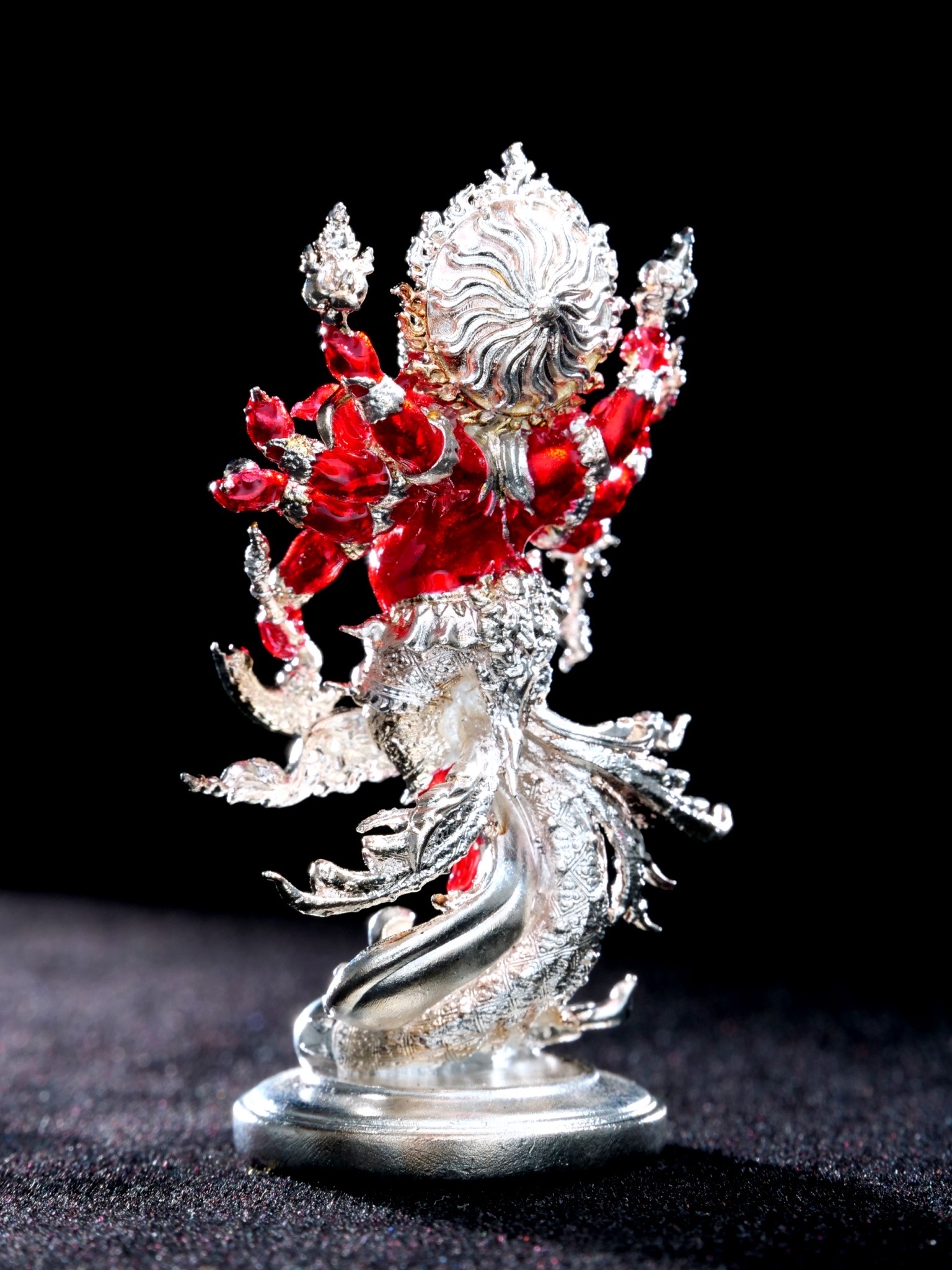 พระพิฆเนศสุริยะเทพ สุริยาบินายัค Surya Binayak รหัส9 เนื้อชนวนมหาชนวน ชุบเงินลงยา