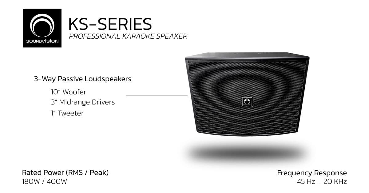SOUNDVISION KS-310D ลำโพงคาราโอเกะ 10 นิ้ว 3 ทาง 400 วัตต์ สีดำ (ราคาต่อคู่)