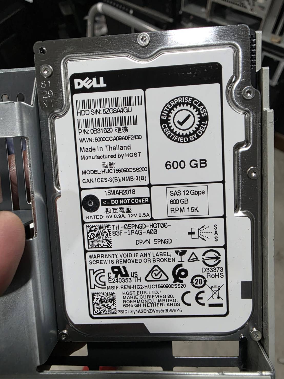 Harddisk Dell SAS 600GB 2.5" 15k 12Gps