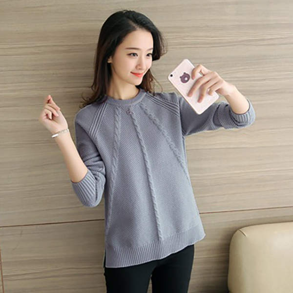 เสื้อสเวตเตอร์ไหมพรม แขนยาว ผ้านิ่มถักลาย (12085B)