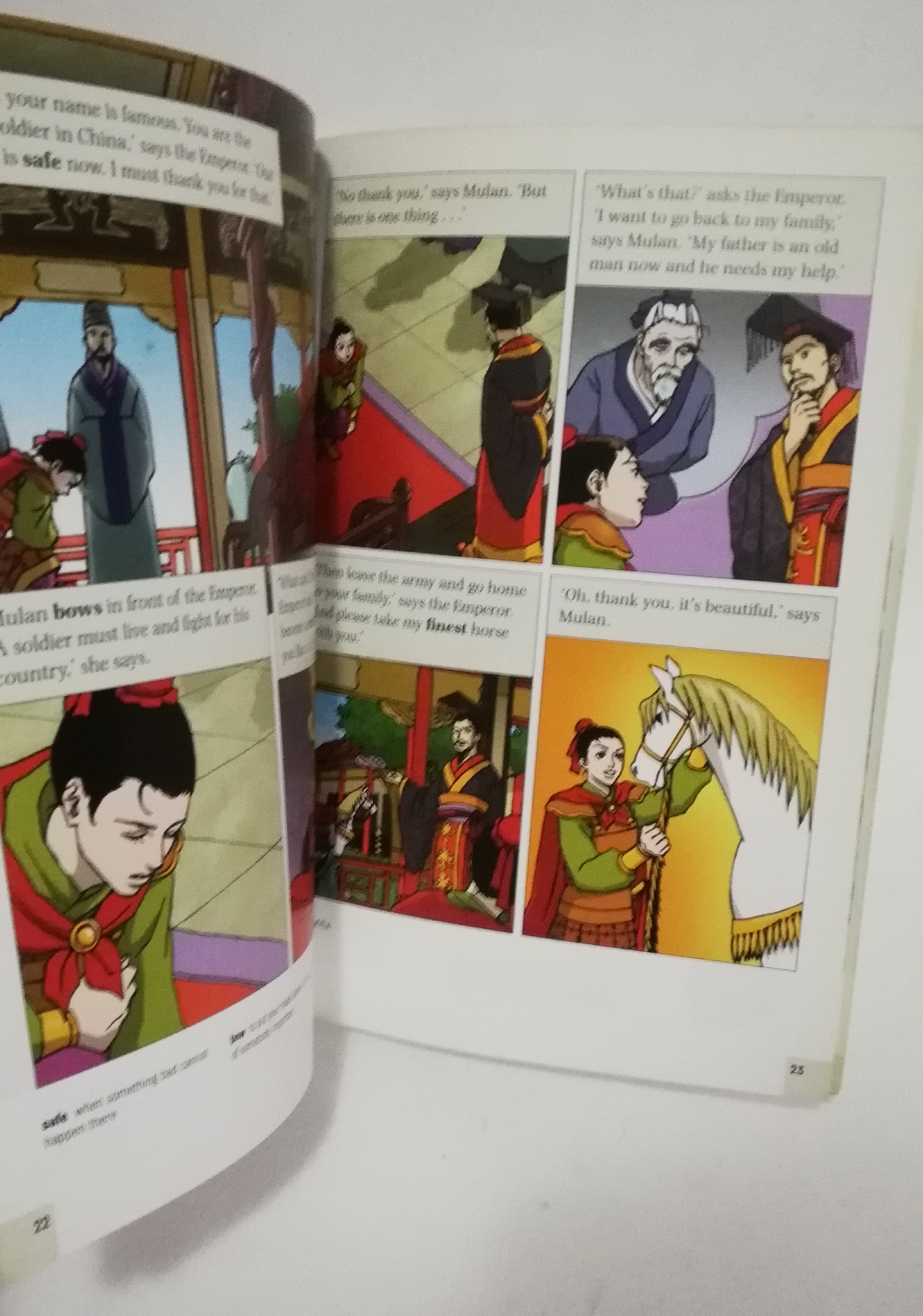 มีหลายภาพ, หนังสือเรียนเก่า ภาษาอังกฤษ พร้อมแบบฝึกหัดเรื่อง Mulan มู่หลาน, retold by Janet Hardy Gould, Oxford University Press
