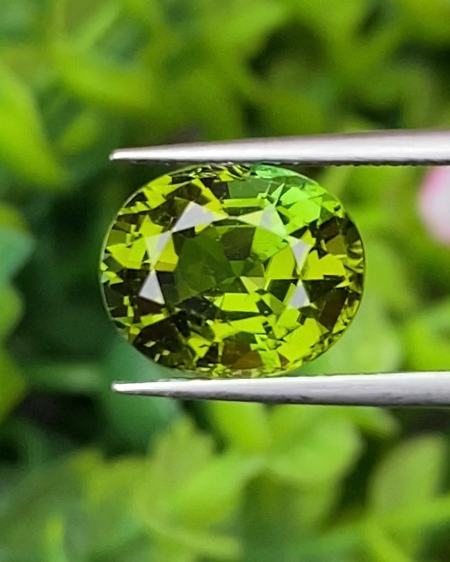 พลอย กรีน ทัวร์มารีน (Green Tourmaline) 5.04 กะรัต (Cts.) อัญมณีมงคลประจําวันเกิด เครื่องประดับพลอย