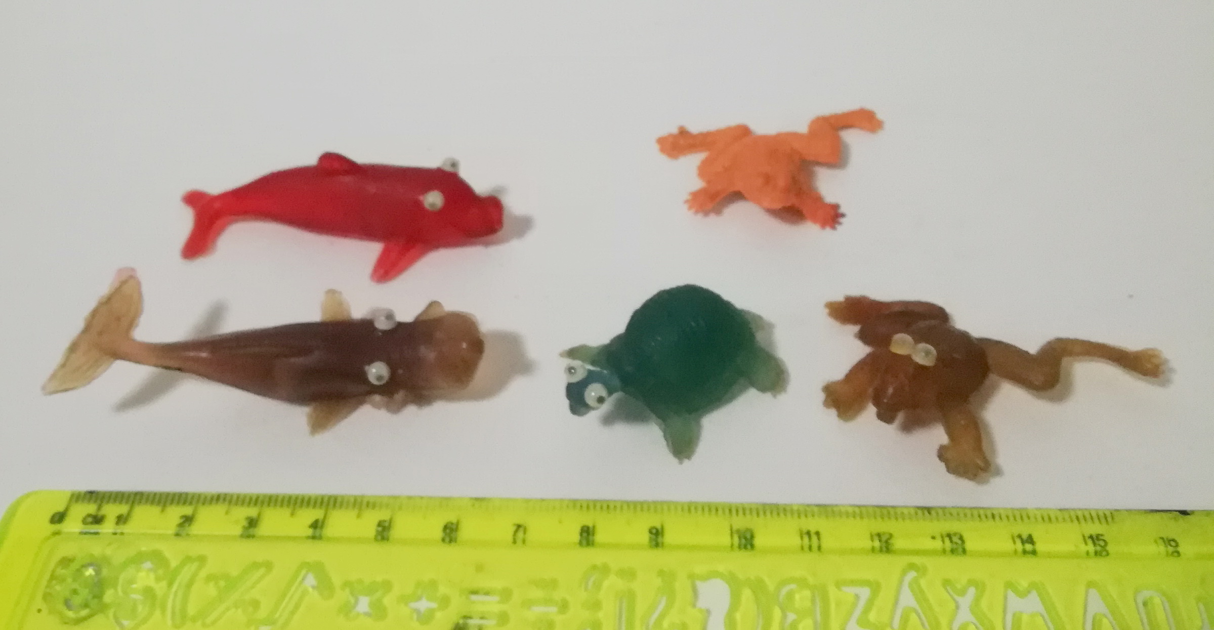 ของเก่าสะสม ตุ๊กตารูปสัตว์เซ็ท#2 ปลายาง กบยางขนาดเล็กตามภาพ
