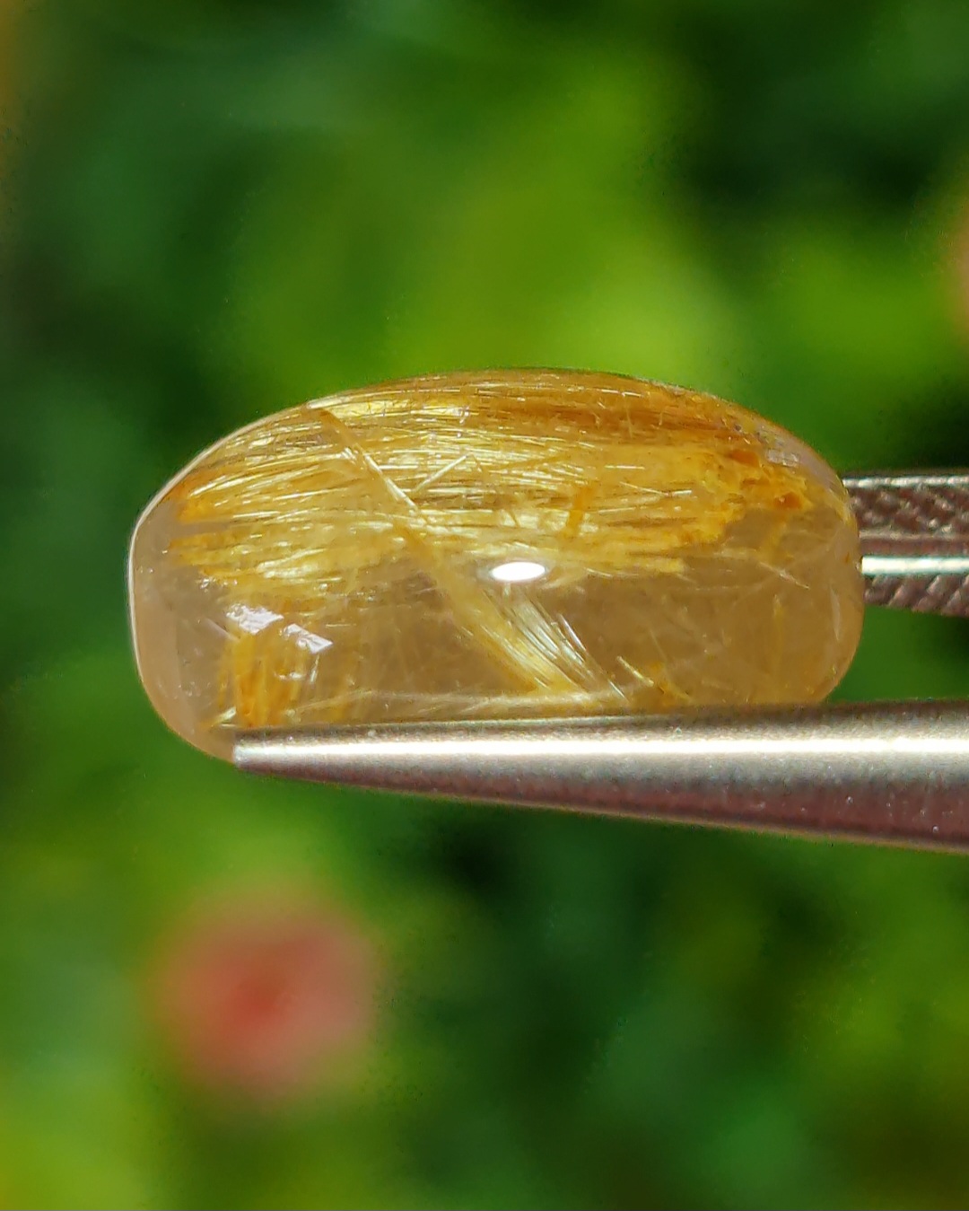 ไหมทอง ควอตซ์ Golden Rutilated Quartz 7.37 กะรัต Cts.พลอยแท้ อัญมณีมงคลประจําวันเกิด เครื่องประดับพลอย