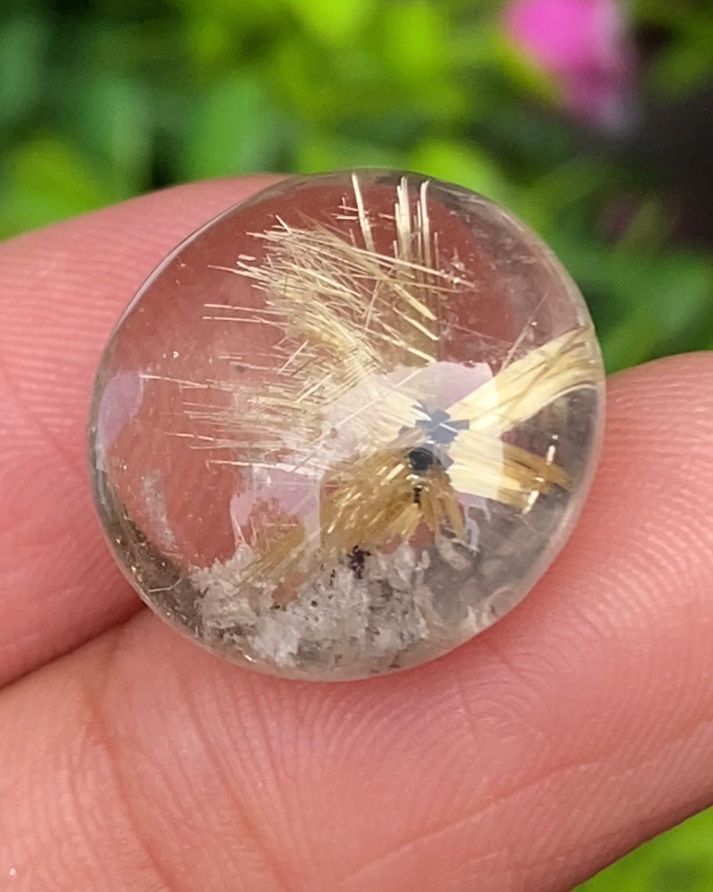 ไหมทอง สตาร์ ควอตซ์ Golden Star Rutilated Quartz 19.36 กะรัต Cts.พลอยแท้ อัญมณีมงคลประจําวันเกิด เครื่องประดับพลอย