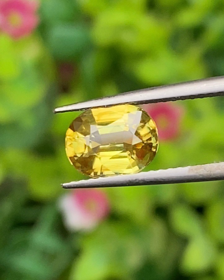 พลอย สฟีน Natural Sphene 1.62 กะรัต (Cts.) ดิบ (Unheated) พลอยแท้ อัญมณีมงคลประจําวันเกิด เครื่องประดับพลอย