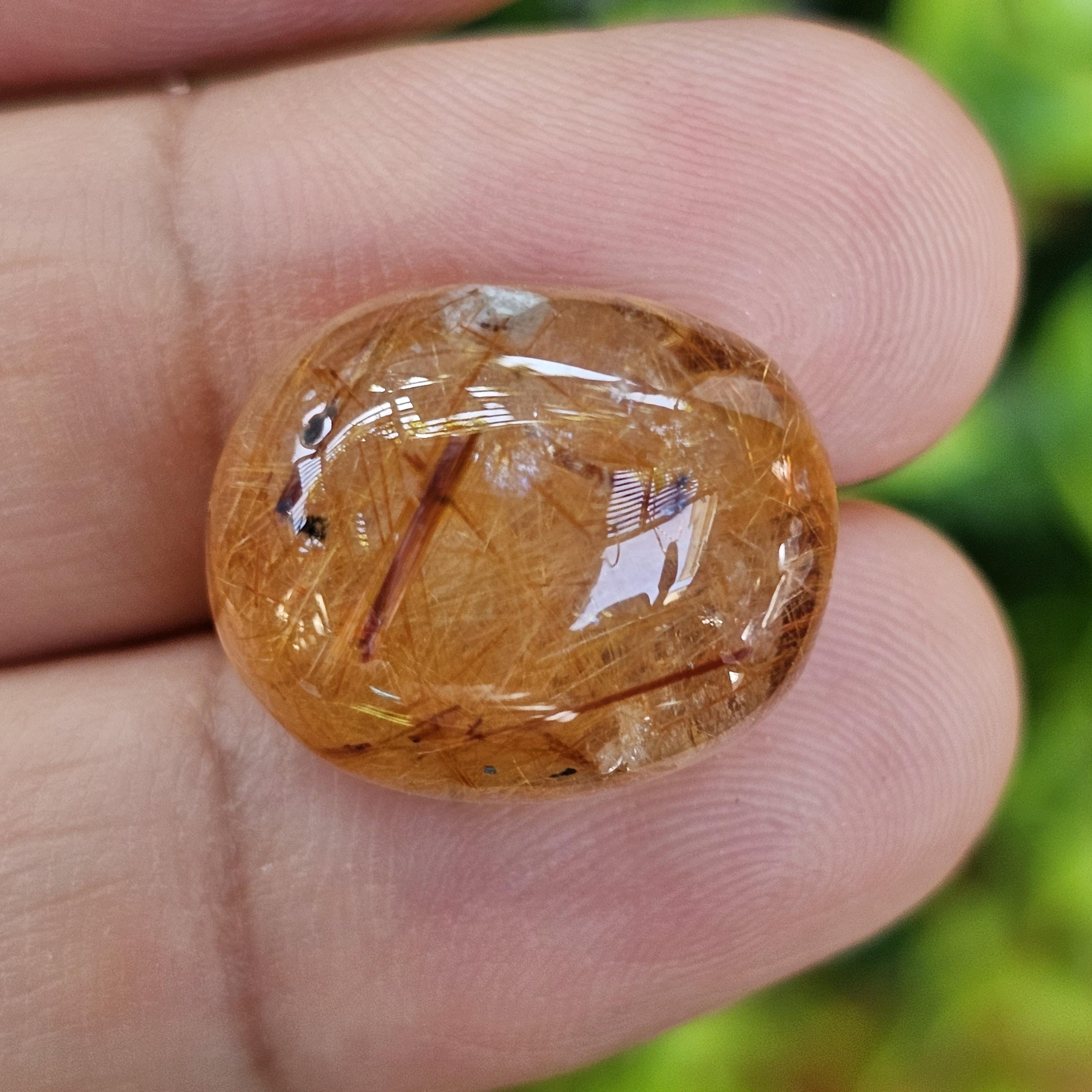 ไหมทอง ควอตซ์ Golden Rutilated Quartz 22.34 กะรัต Cts.พลอยแท้ อัญมณีมงคลประจําวันเกิด เครื่องประดับพลอย