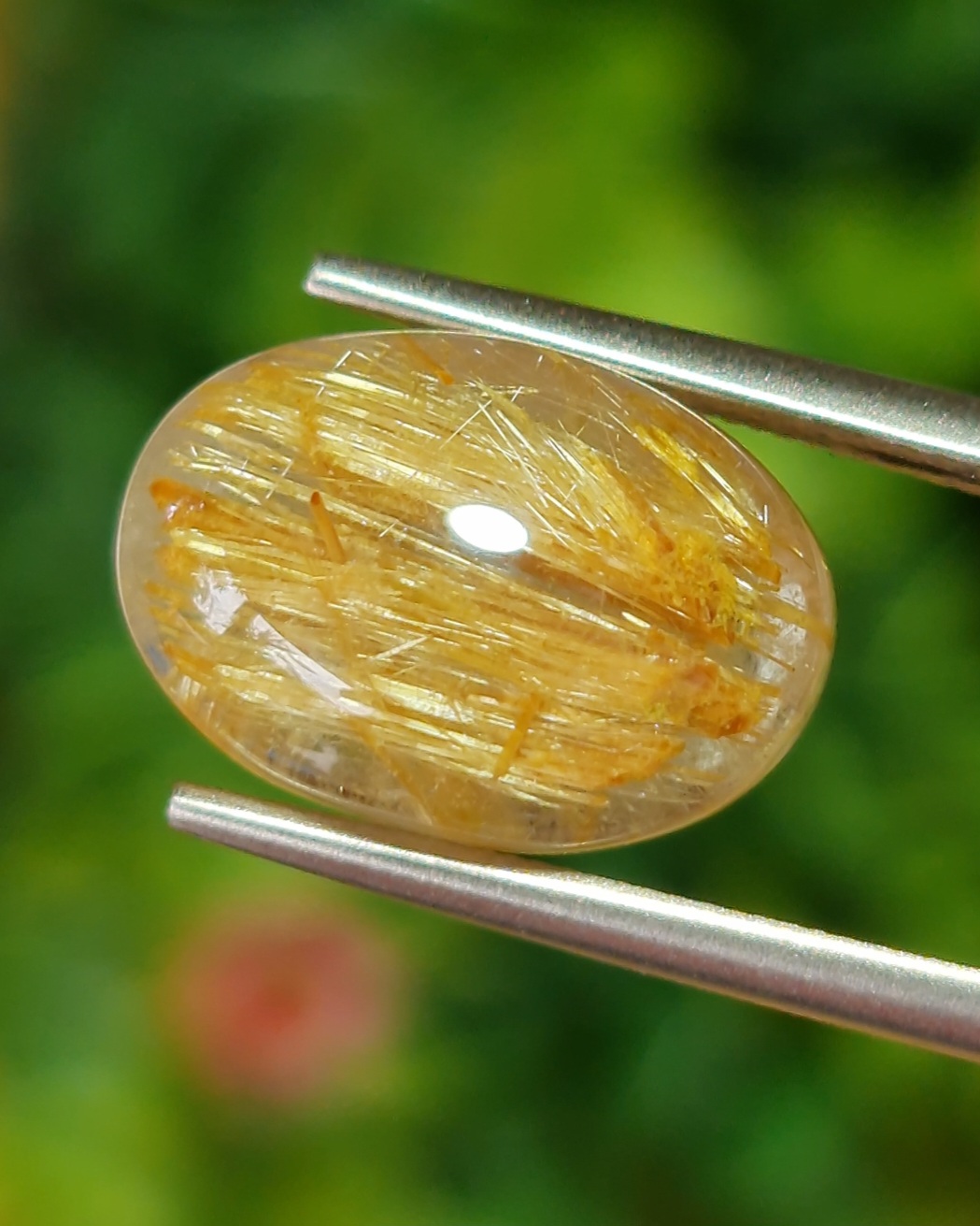 ไหมทอง ควอตซ์ Golden Rutilated Quartz 7.37 กะรัต Cts.พลอยแท้ อัญมณีมงคลประจําวันเกิด เครื่องประดับพลอย